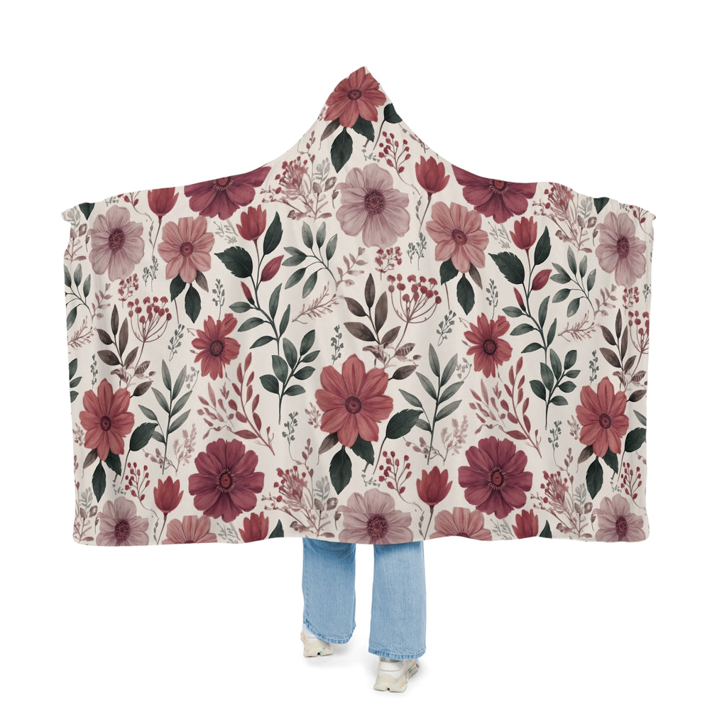 Romantic Rose Floral Hooded Blanket – 3D Illusion Cozy Sherpa Throw, Soft Gift for Her, Snuggle Up in Love & Warmth This Winter Gift for Mom Housewarming