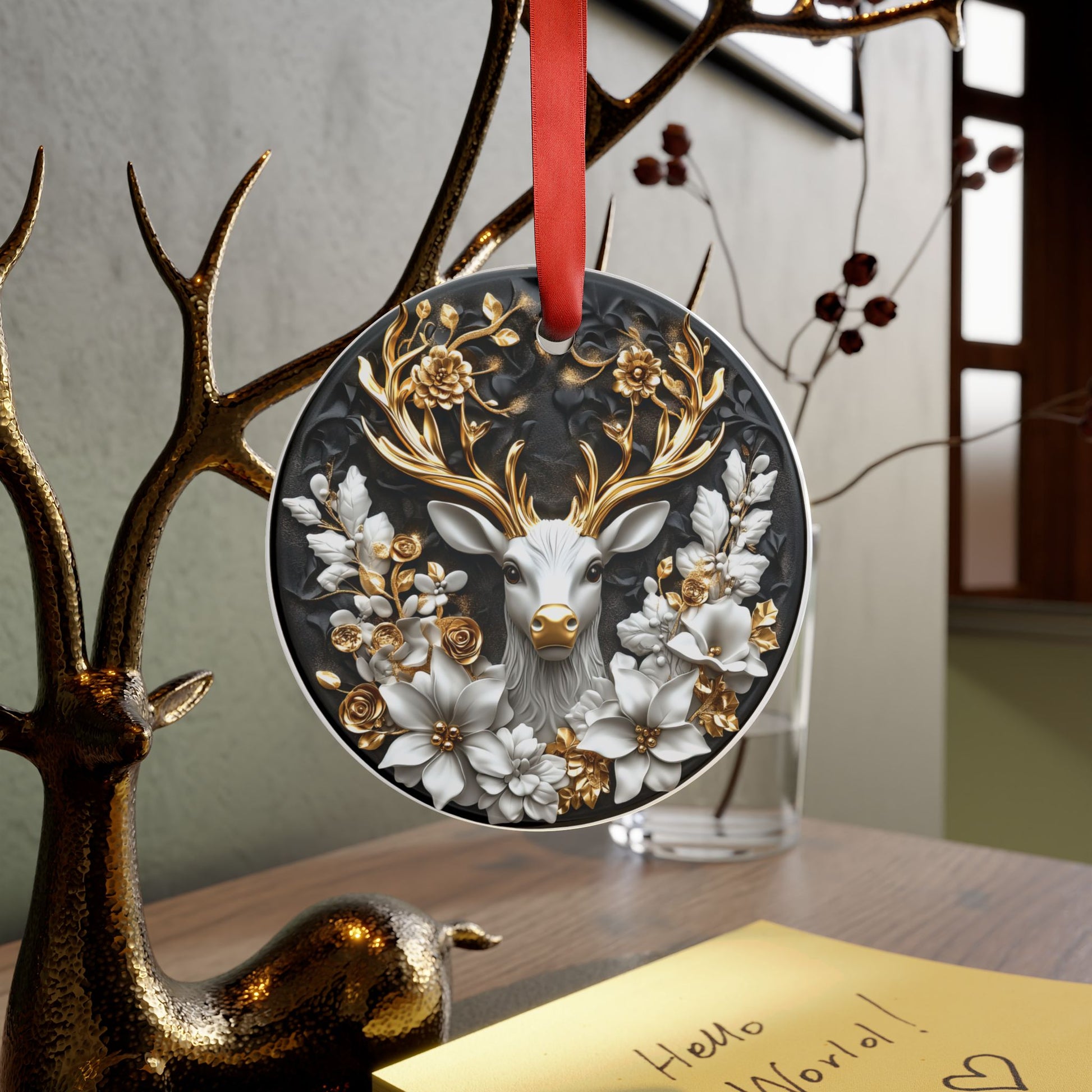 Luxurious Gold & Black Reindeer 3D Illusion Christmas Ornament - Elegant Holiday Decor, Perfect Gift, Adds Timeless Charm and Sophistication to Your Christmas Tree - MRSBYVALLE