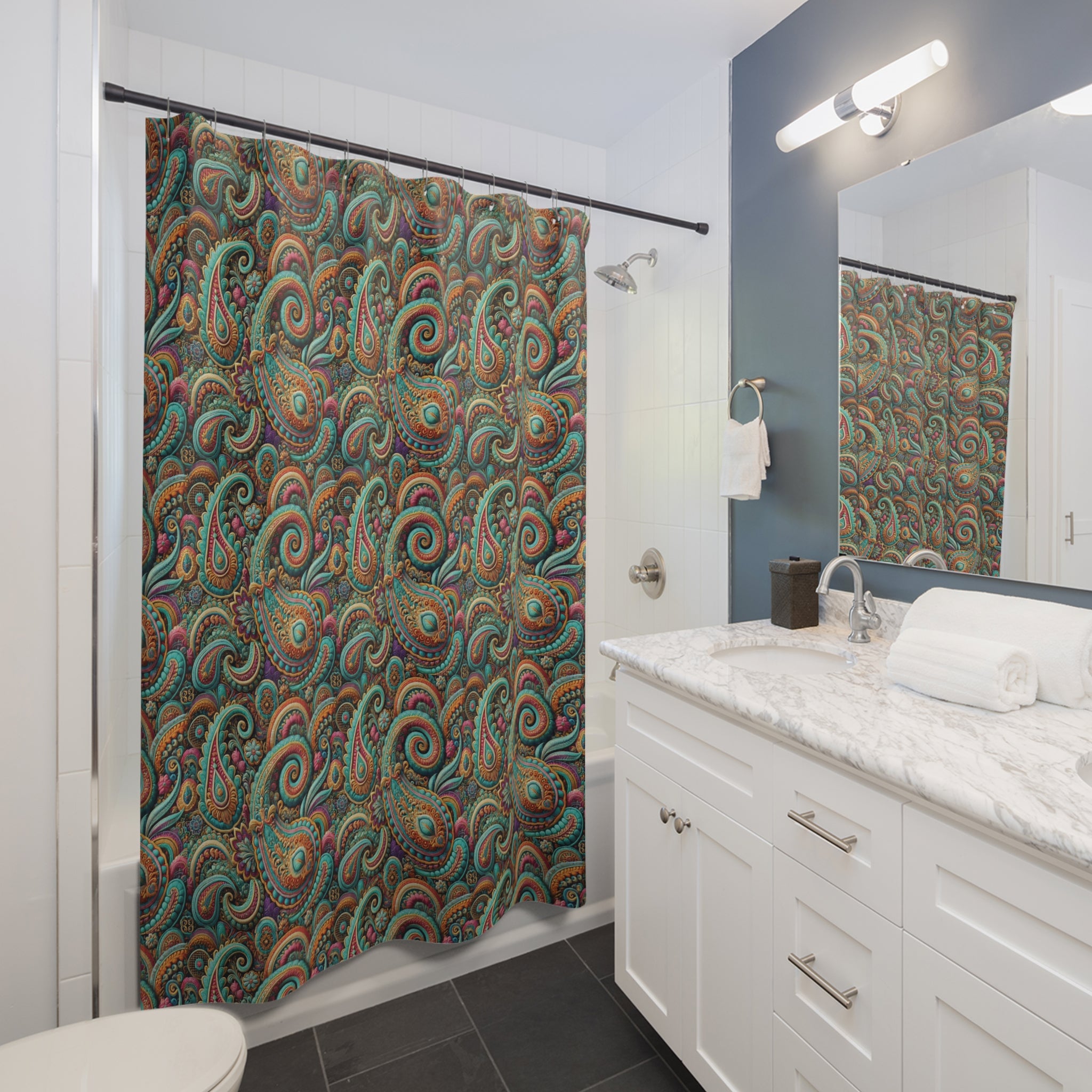 Paisley Shower Curtains Refresh your bathroom with our bright paisley shower curtains—bursting with color and style. Transform your space and shop now for a vibrant upgrade!