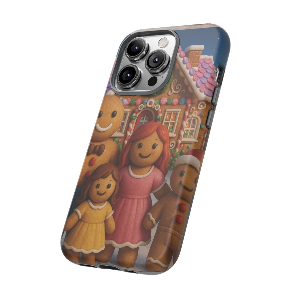 Coque de téléphone esthétique Famille en Pain d'Épices – Design d'inspiration vintage sur le thème de Noël – Étui stylé pour modèles iPhone et Samsung Galaxy