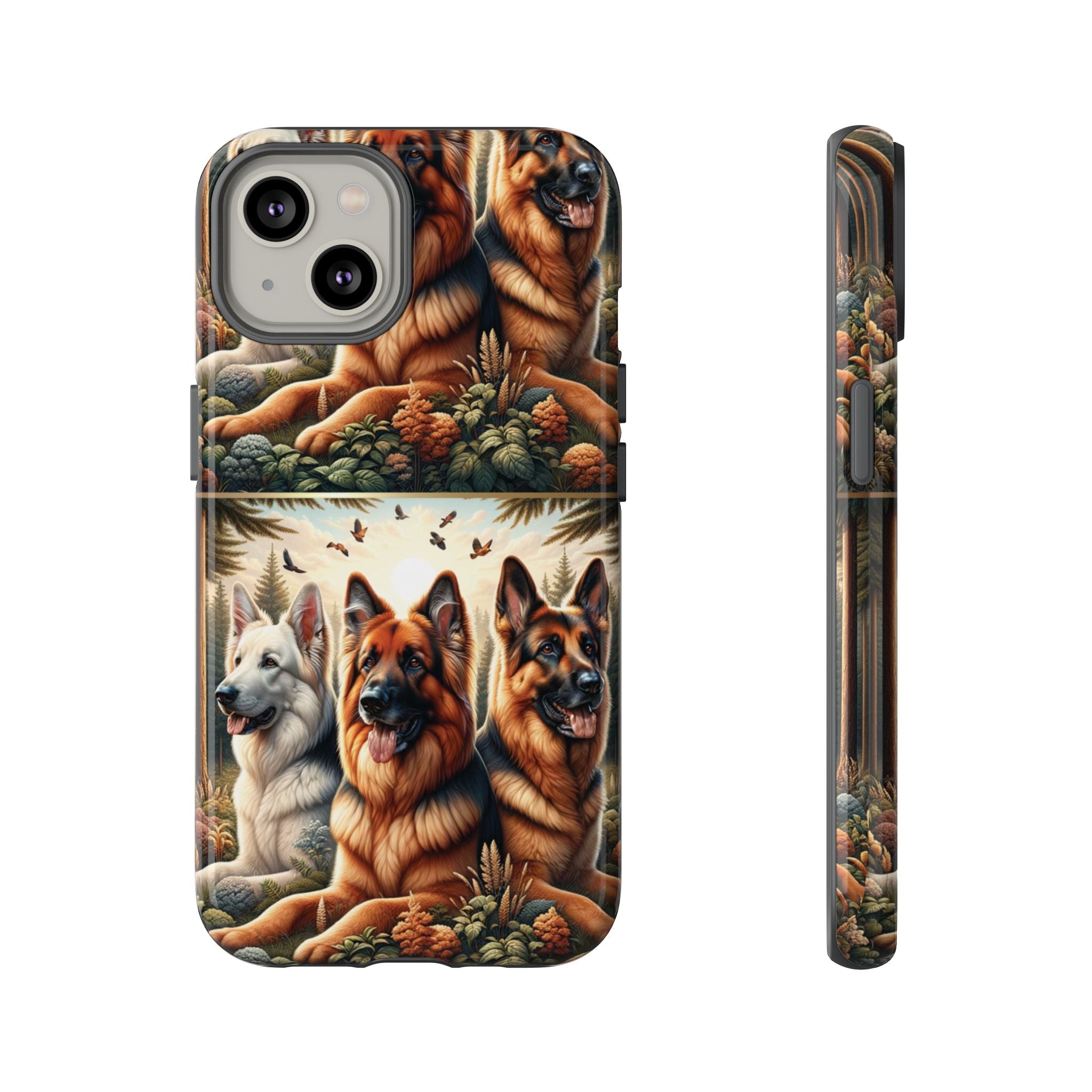 German Shepherd Phone Tough Case Floral Elegant Durable Dog Lover Devices iPhone 15, Samsung iPhone Samsung Accessory Gift for Her