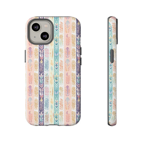 Boho Pastel Feathers Modern Watercolor Abstract Phone Case Compatible with iPhone, Samsung & More - Stylish, Durable Protection with Vibrant Artistic Design Perfect Gift for Her