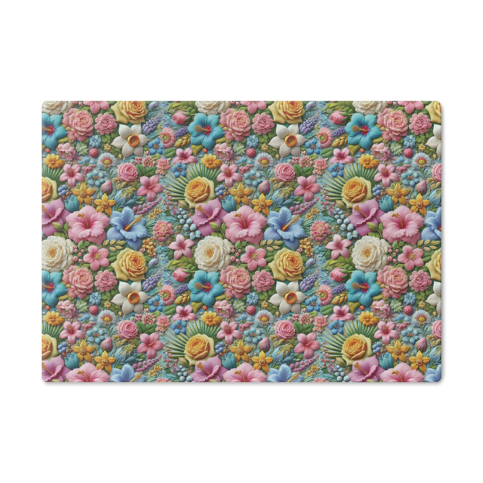 Pastel Floral Tempered Glass Cutting Board  Elegant and Durable, Heat-Resistant Surface with Beautiful Flower Design, Perfect for Cooking, Serving, and Gifting - MRSBYVALLE