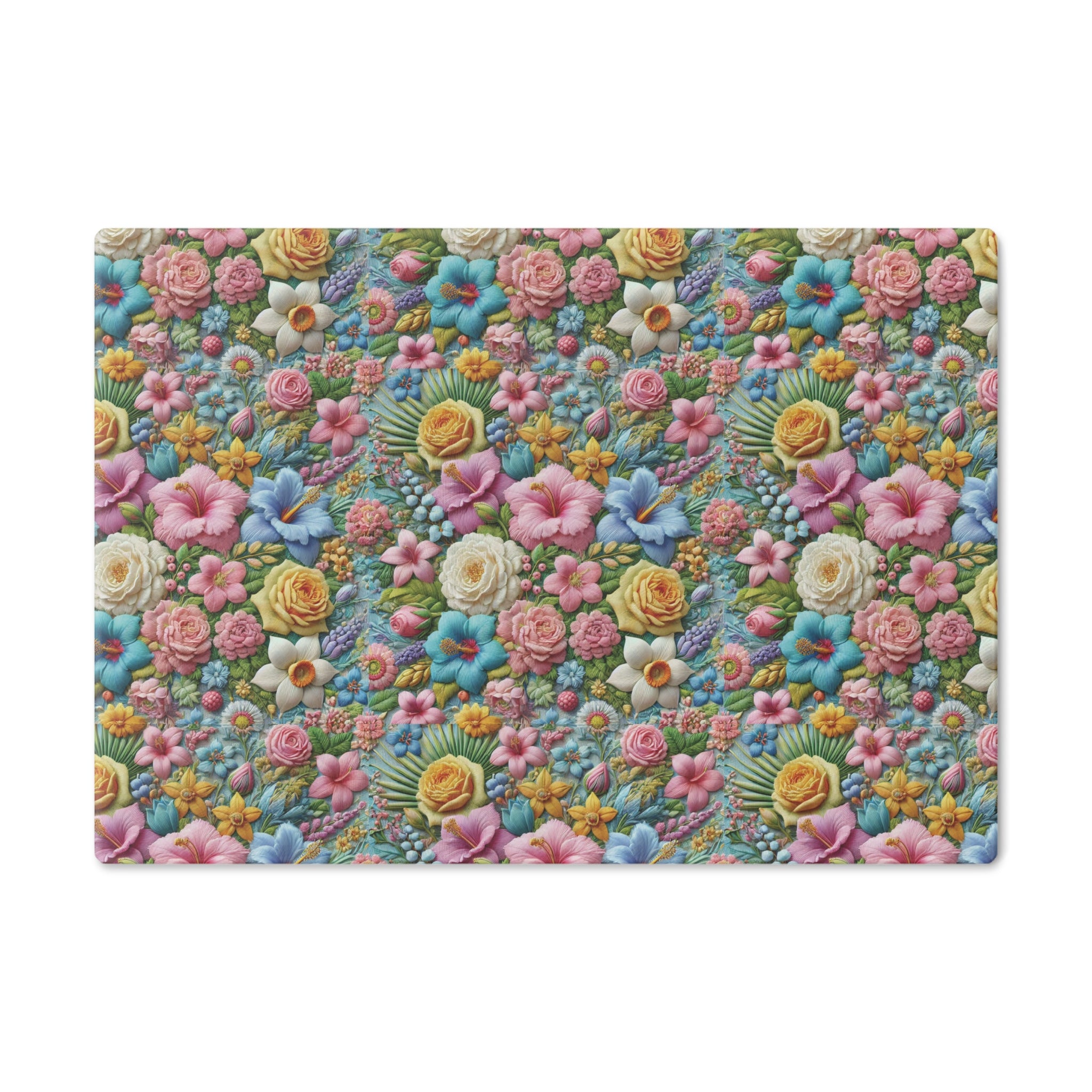 Pastel Floral Tempered Glass Cutting Board  Elegant and Durable, Heat-Resistant Surface with Beautiful Flower Design, Perfect for Cooking, Serving, and Gifting - MRSBYVALLE