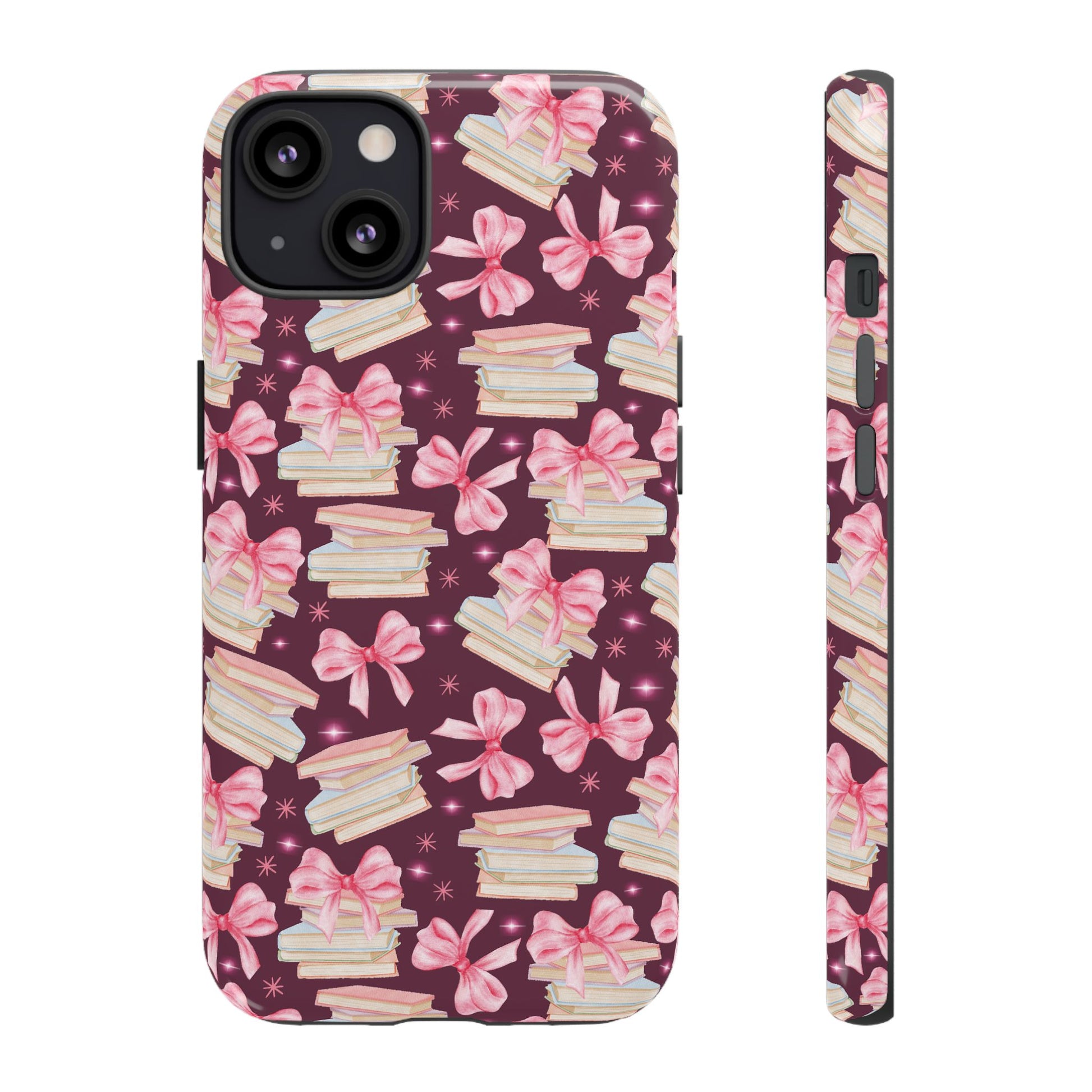 Coquette Pink Bows & Books Phone Case for iPhone 17 and Samsung, Pixel | Stylish Protective Cover Gift for Her Perfect for Floral Lover