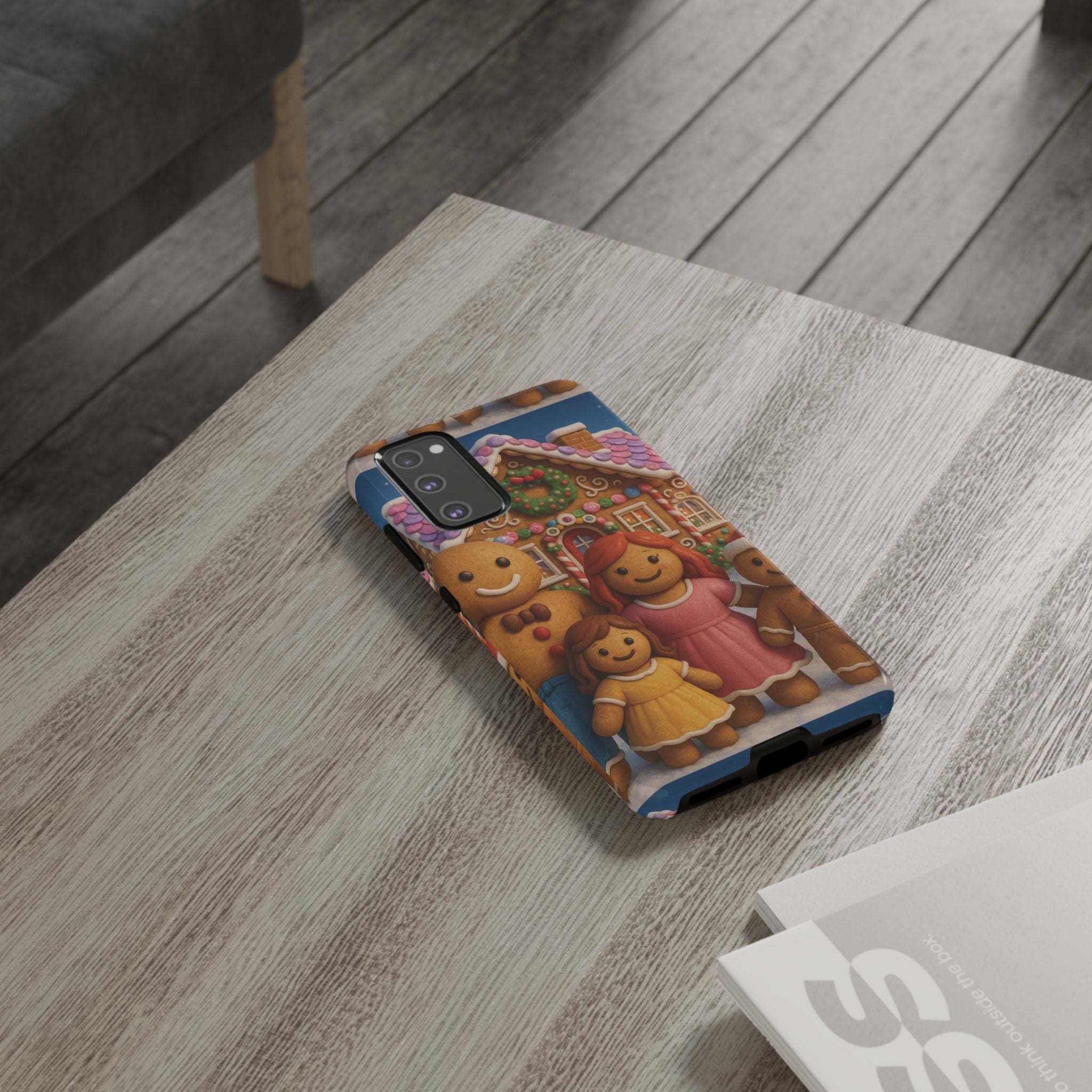 Coque de téléphone esthétique Famille en Pain d'Épices – Design d'inspiration vintage sur le thème de Noël – Étui stylé pour modèles iPhone et Samsung Galaxy