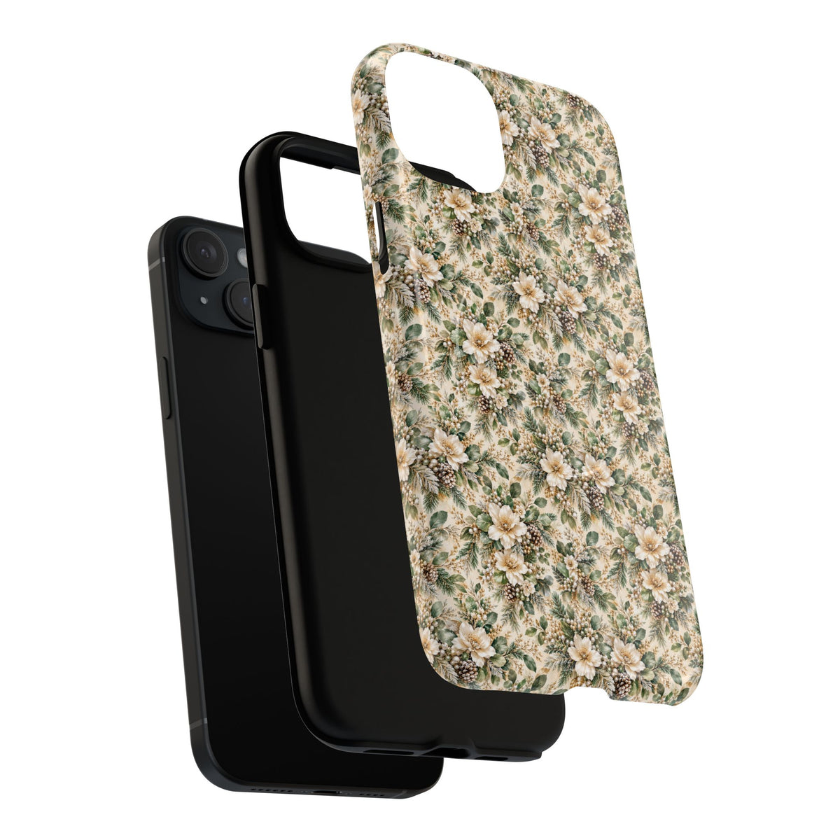Sage Green & Champagne Floral MagSafe Tough Phone Case