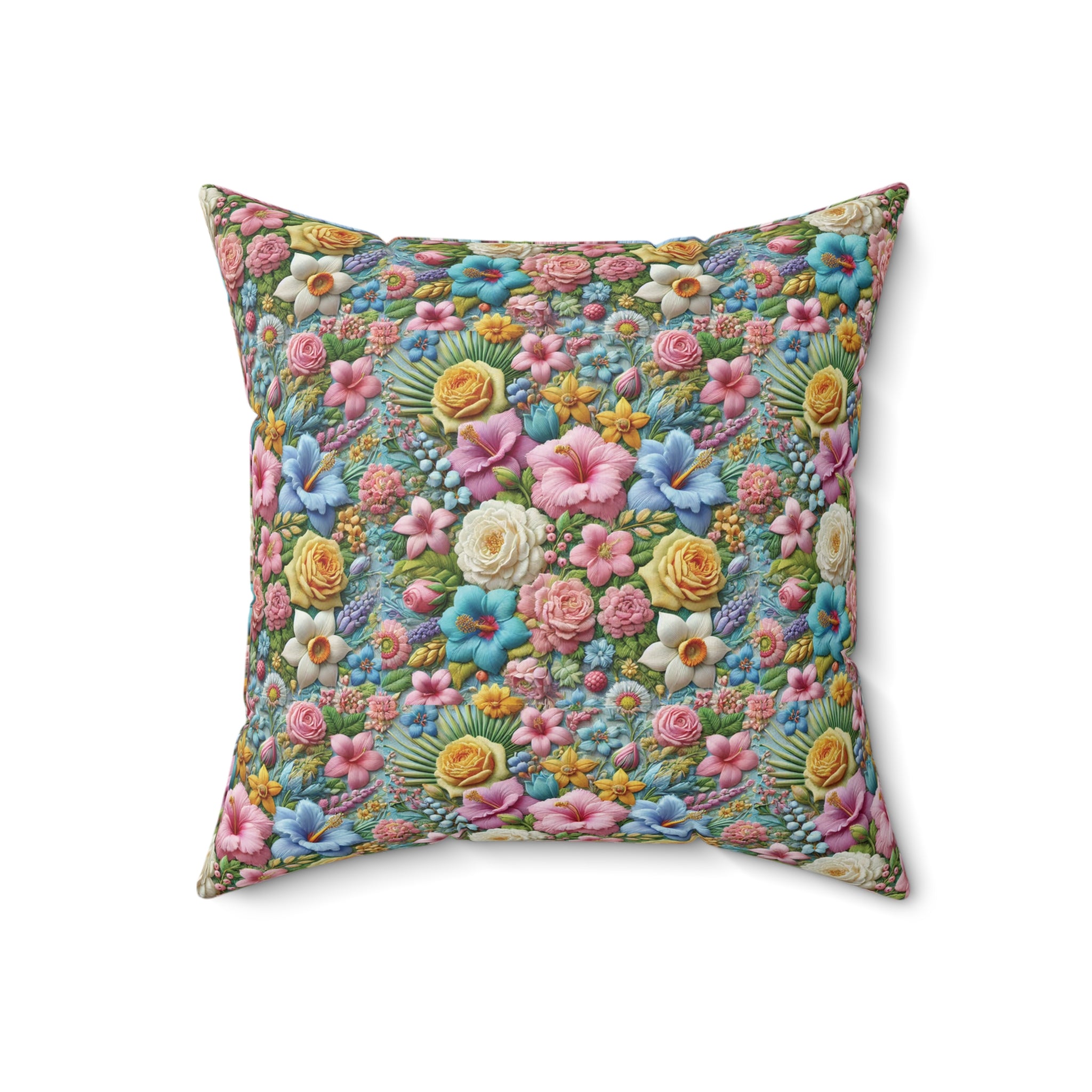 Pastel Floral Pillow Cover – Elegant Decorative Throw Cushion with Soft, Vibrant Flower Design, Perfect for Stylish Home Décor and Cozy Living Spaces - MRSBYVALLE