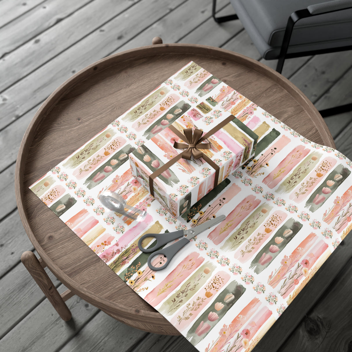 Pastel Brushstroke Floral Wrapping Paper Soft Pink & Peach Illusion Design, Elegant Gift Wrap for Her, Aesthetic Packaging for Birthdays  More Weddings