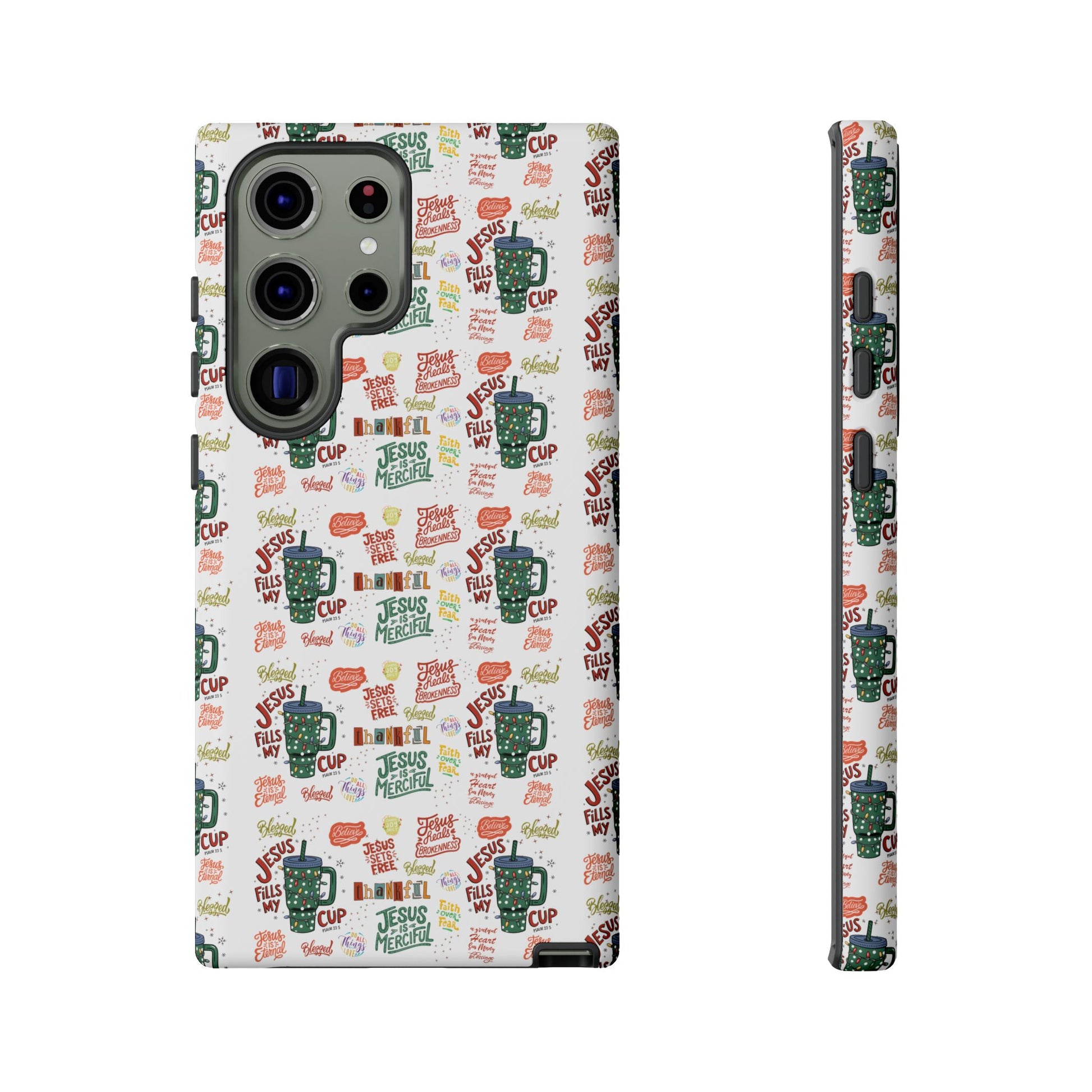 Jesus Fill My Cup Phone Case Cute Floral Design in Red, Pink, Blue – Aesthetic Protective Case for iPhone and  Android