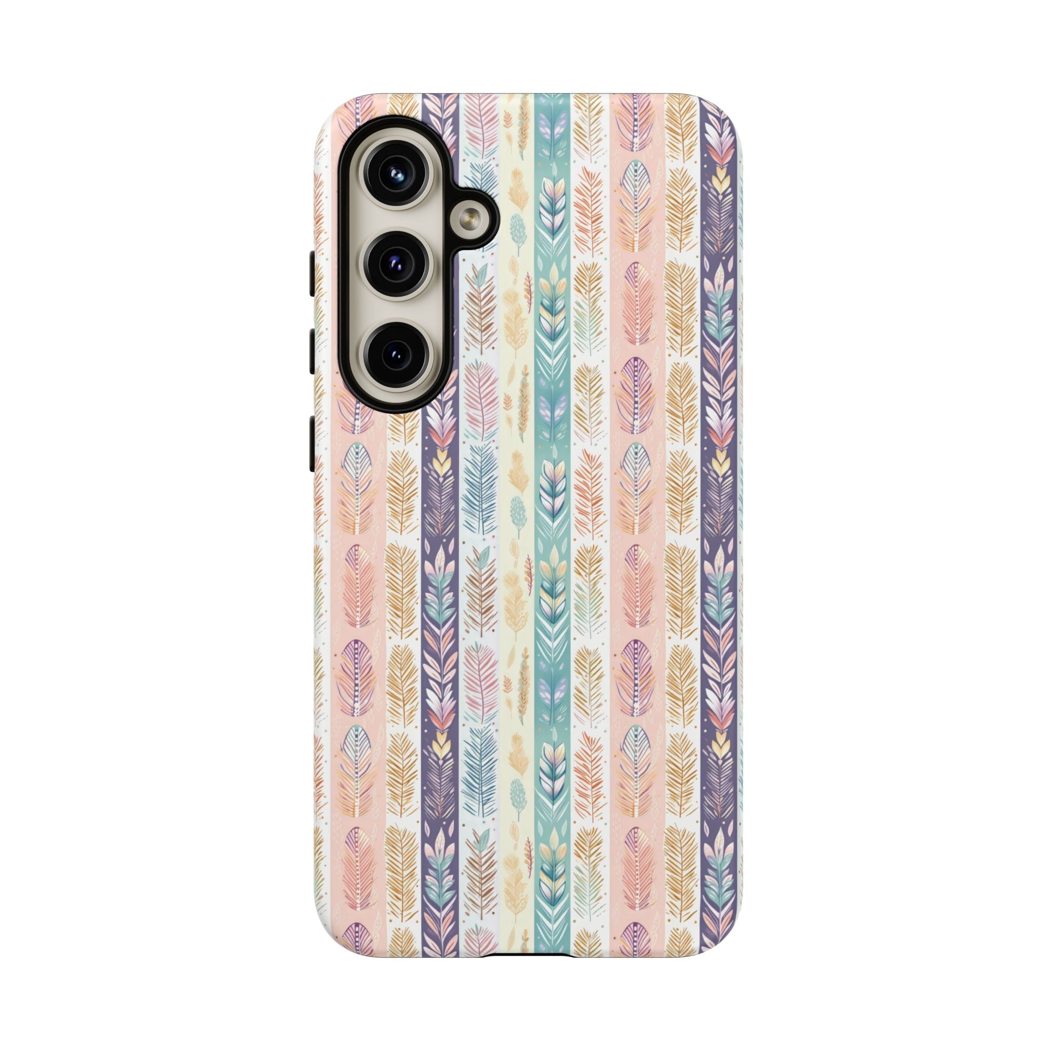 Boho Pastel Feathers Modern Watercolor Abstract Phone Case Compatible with iPhone, Samsung & More - Stylish, Durable Protection with Vibrant Artistic Design Perfect Gift for Her