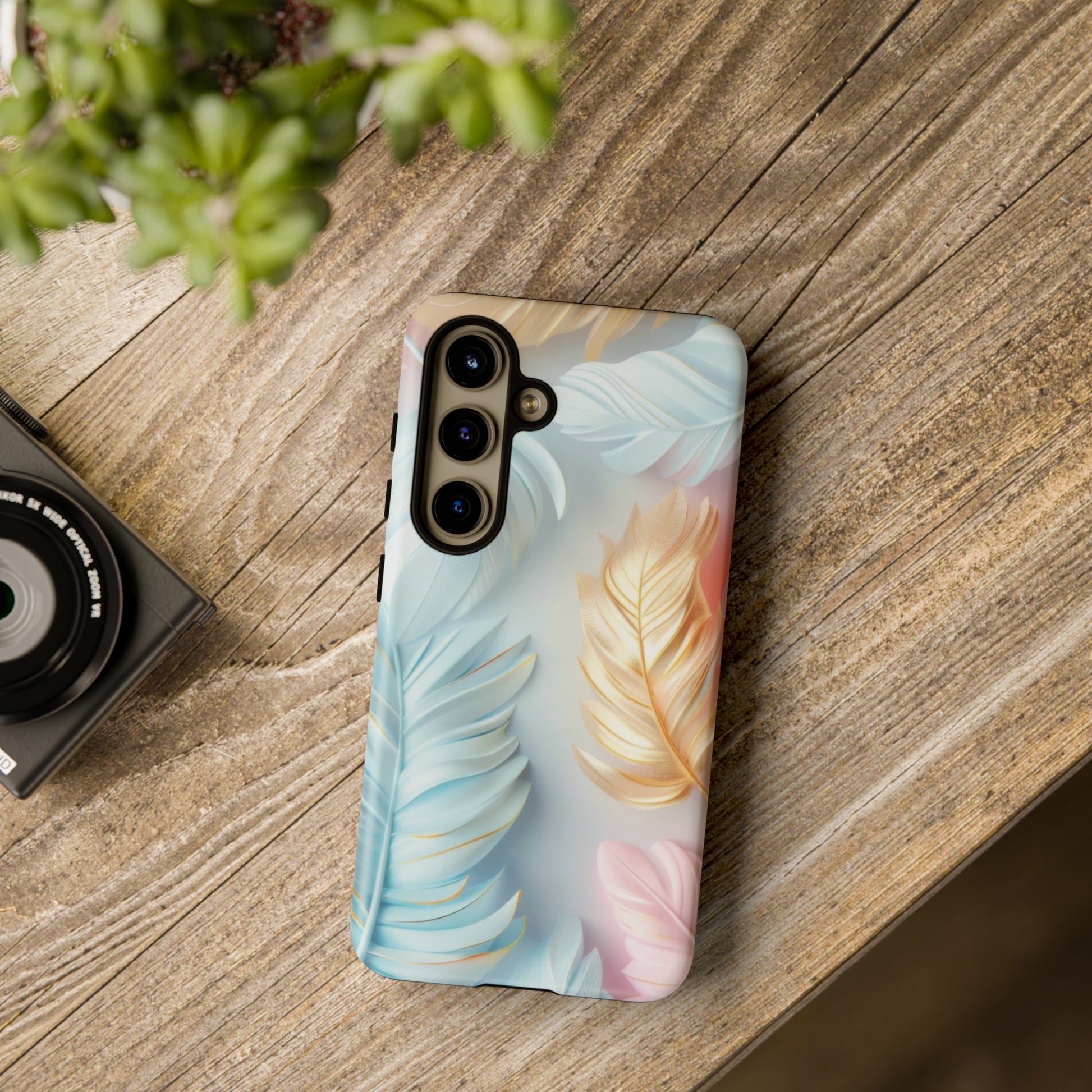Pastel Feathers Protective Phone Case Gift for Her Phone 15, Samsung iPhone Samsung Gift for Her Case iPhone 15, Samsung iPhone Samsung Accessory Gift for Her