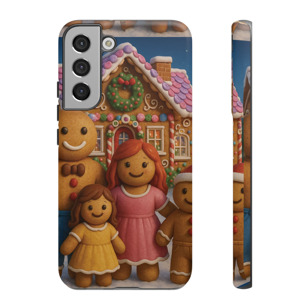Coque de téléphone esthétique Famille en Pain d'Épices – Design d'inspiration vintage sur le thème de Noël – Étui stylé pour modèles iPhone et Samsung Galaxy