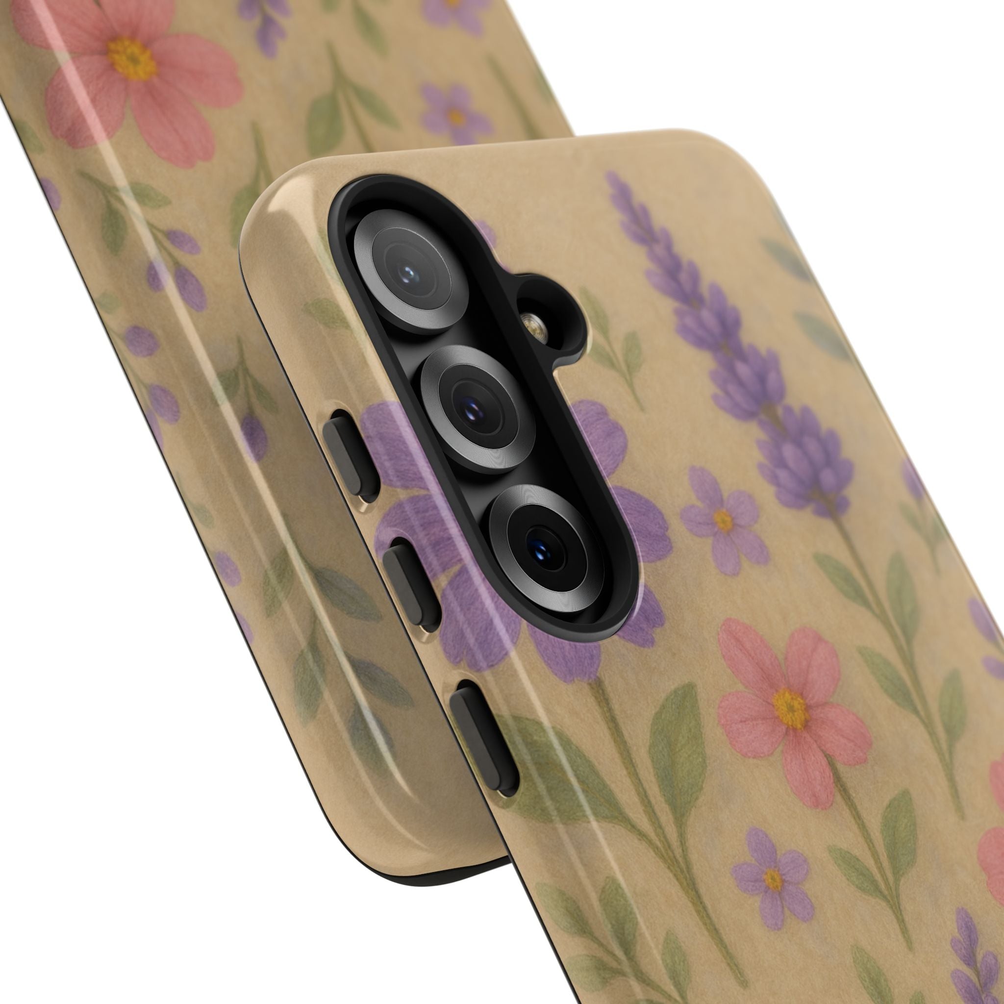 3D Illusion Wildflower Phone Case Cute Pastel Floral Design in Lavender, Pink, Mint Green – Aesthetic Protective Case for iPhone and  Android