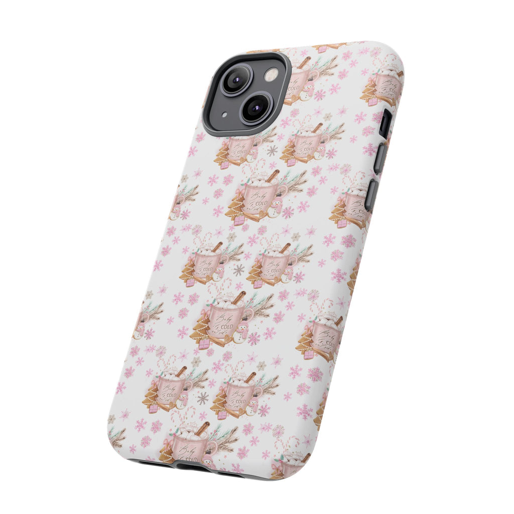 Baby it's Cold Outside Pink and White Phone Case Unique Holiday Protection for Your Device | Stylish & Durable Cover Gift for Her Phone 15, Samsung iPhone Samsung Accessory Gift for Her