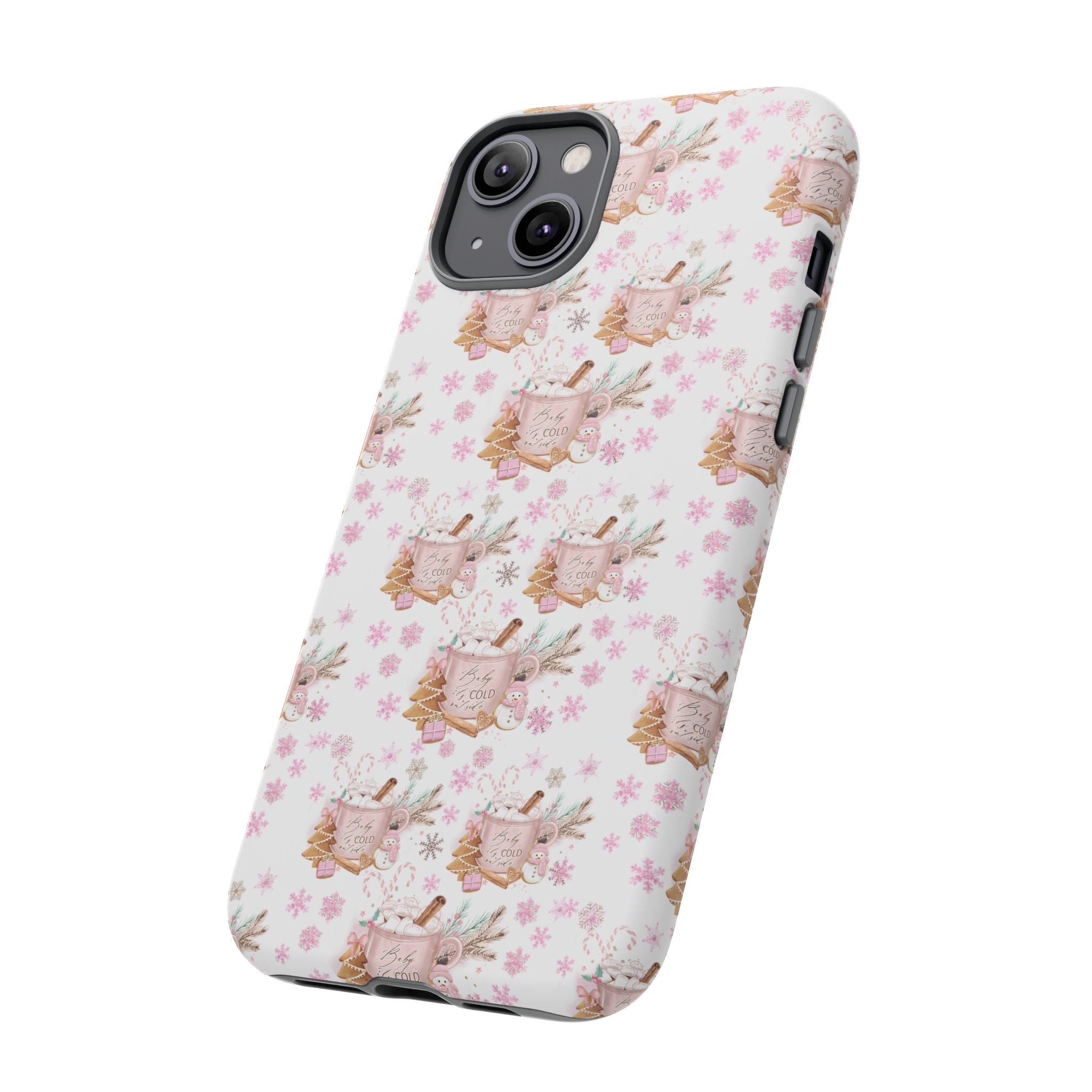 Baby it's Cold Outside Pink and White Phone Case Unique Holiday Protection for Your Device | Stylish & Durable Cover Gift for Her Phone 15, Samsung iPhone Samsung Accessory Gift for Her