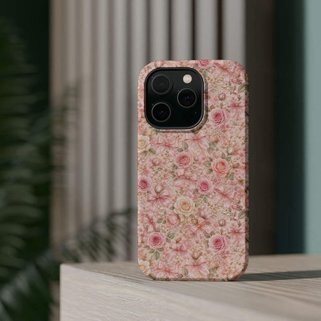 Floral Rose Pattern Magnetic Impact-Resistant Phone Case iPhone and Samsung