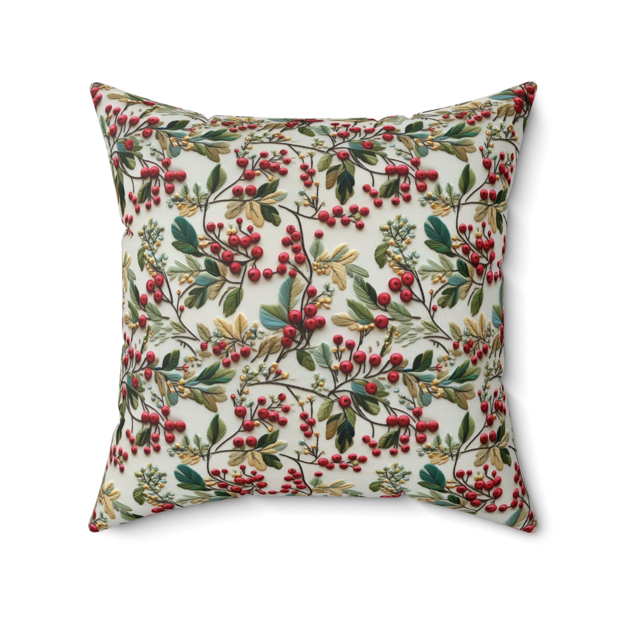 Housewarming Gift Christmas Holly Floral Design Square Decorative Pillow Elegant Home Accent Home Decor | Premium Quality, Soft, and Durable | Perfect for Couch, Bed, or Chair | Elegant Bedrooms Pillow Gift New House, Bridal Shower Gift - MRSBYVALLE