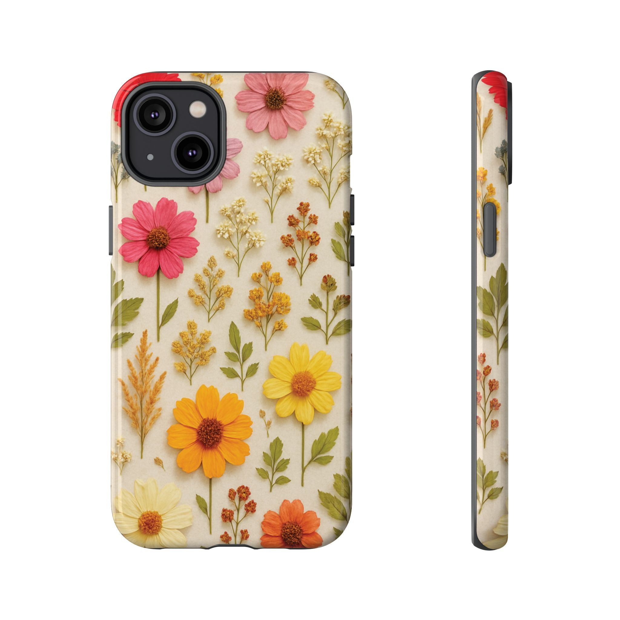 Dried Flowers Illusion Phone Case – Realistic Botanical Aesthetic, Colorful Pressed Floral Art, Trendy Nature-Inspired Protective Cover  iPhone & Samsung Models
