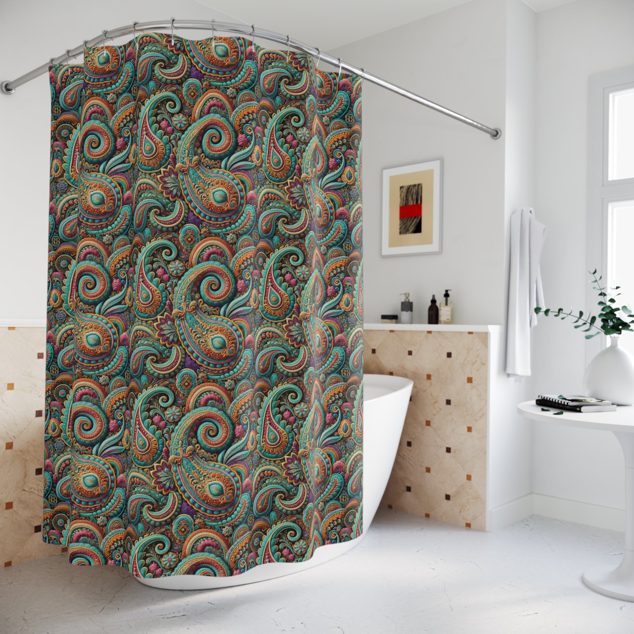 Paisley Shower Curtains Refresh your bathroom with our bright paisley shower curtains—bursting with color and style. Transform your space and shop now for a vibrant upgrade!