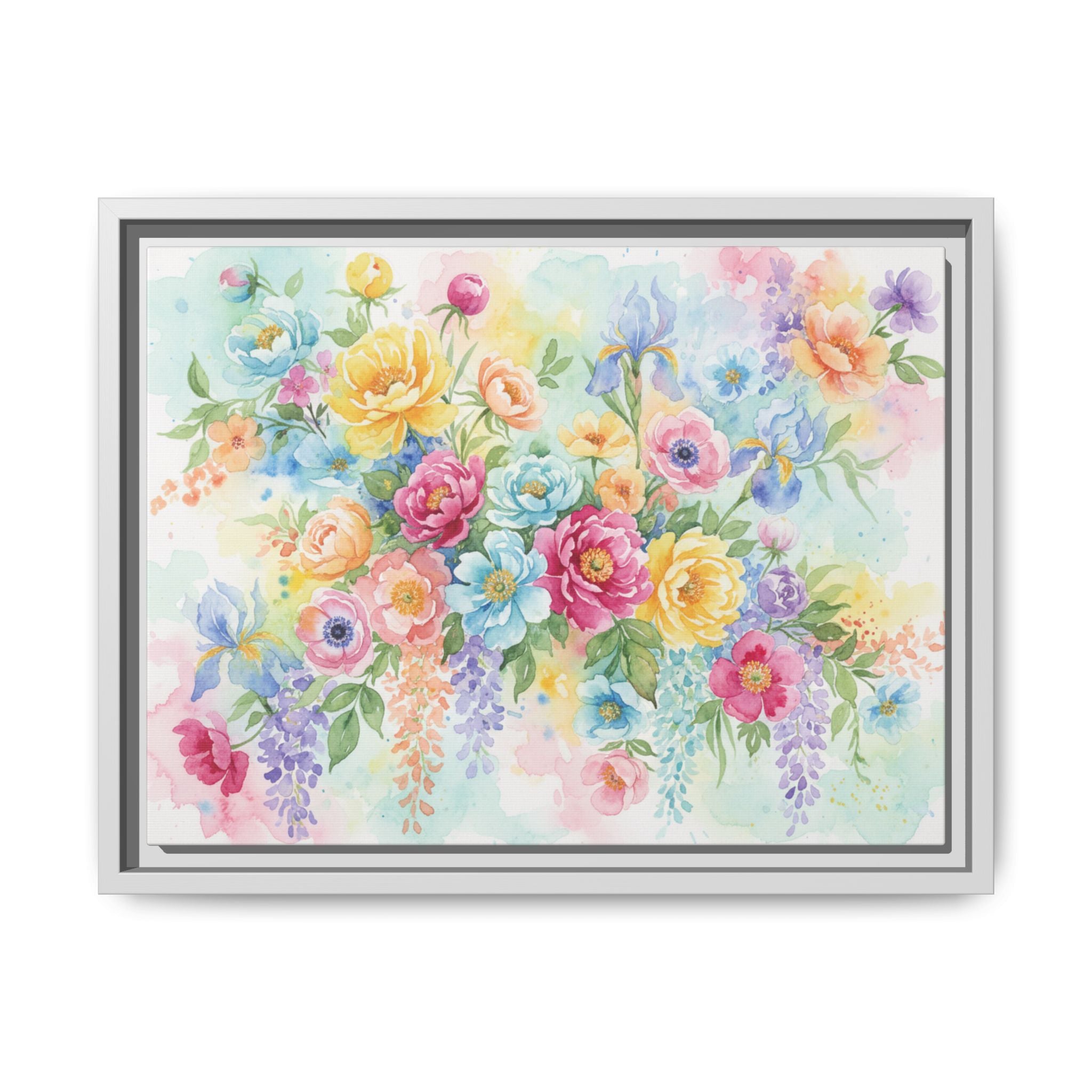 Watercolor Floral Bouquet Canvas, Framed Matte Wall Art | Multi-Color Wall Art