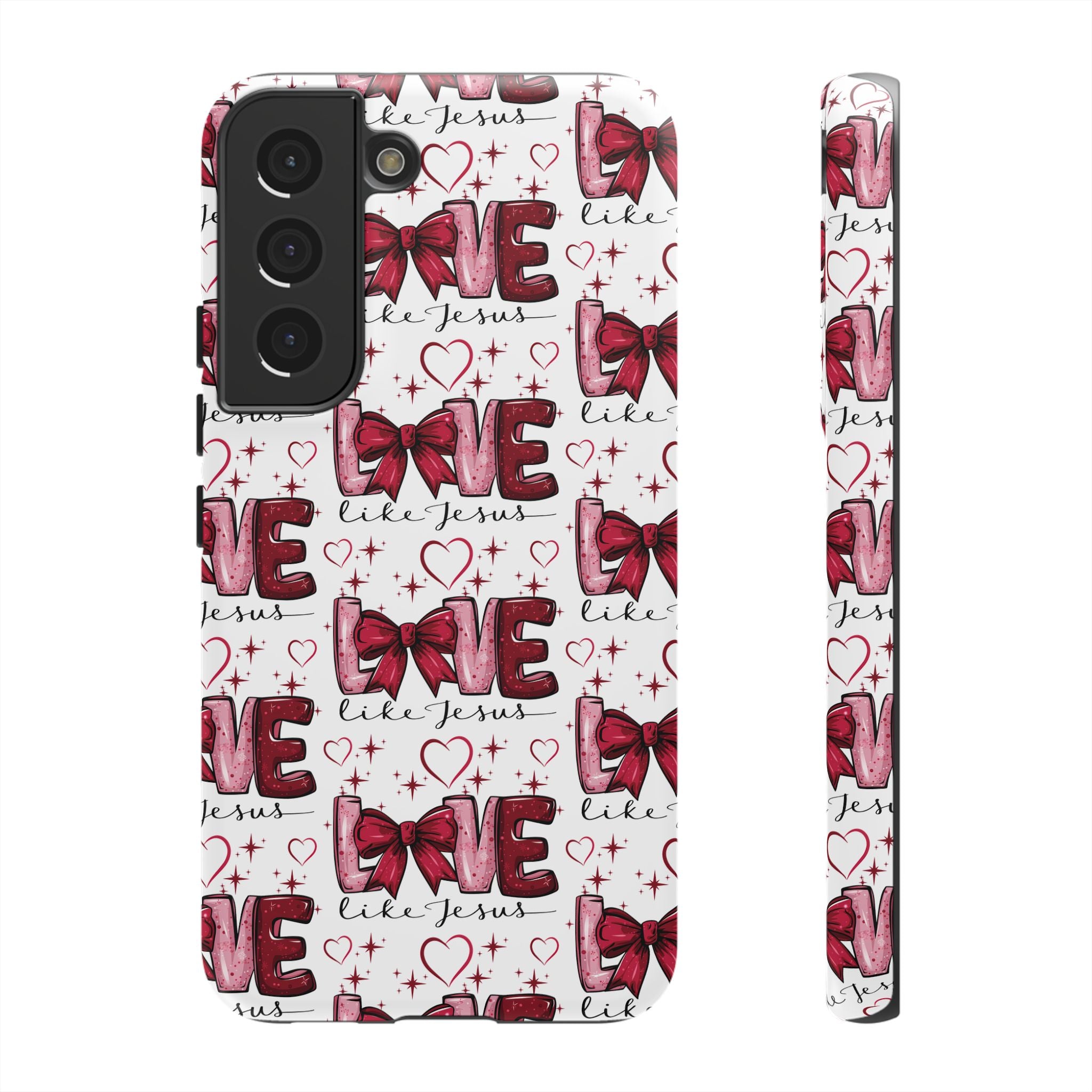 Love Like Jesus Red Bows and Hearts—Tough, Faithful Phone Cases & Religious iPhone Accessories: Protect Your Device & Show Your Faith