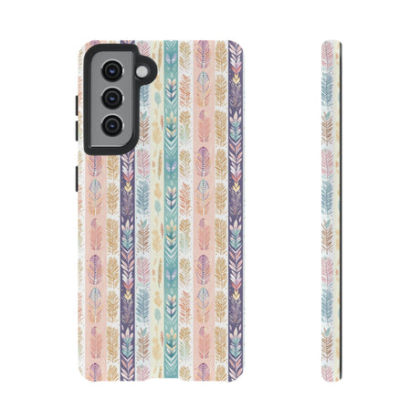 Boho Pastel Feathers Modern Watercolor Abstract Phone Case Compatible with iPhone, Samsung & More - Stylish, Durable Protection with Vibrant Artistic Design Perfect Gift for Her