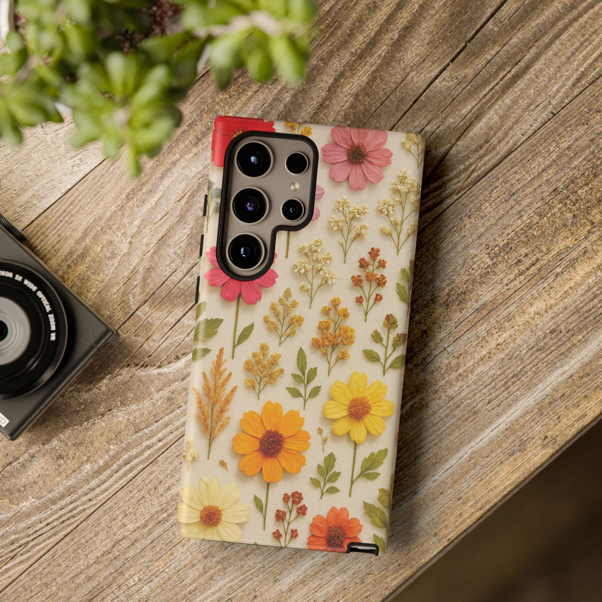 Dried Flowers Illusion Phone Case – Realistic Botanical Aesthetic, Colorful Pressed Floral Art, Trendy Nature-Inspired Protective Cover  iPhone & Samsung Models