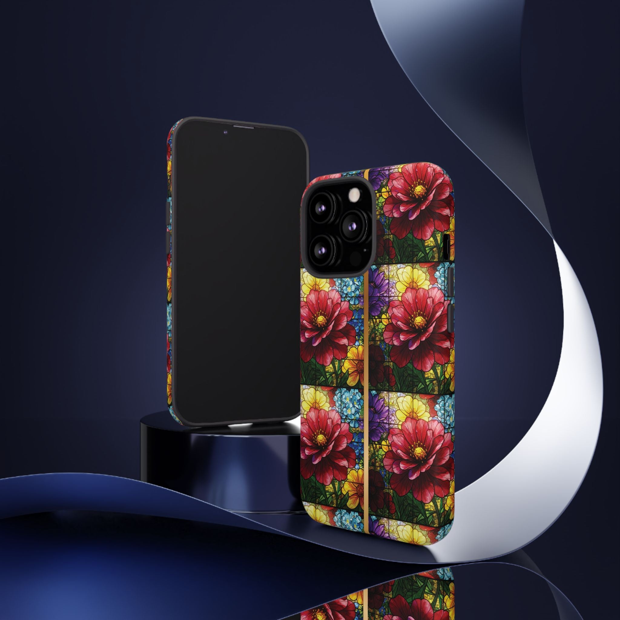 Stained Glass Illusion Floral Phone Case  3D Colorful Flower Design, Protective Christian Gift, Fits iPhone, Samsung, Google Pixel