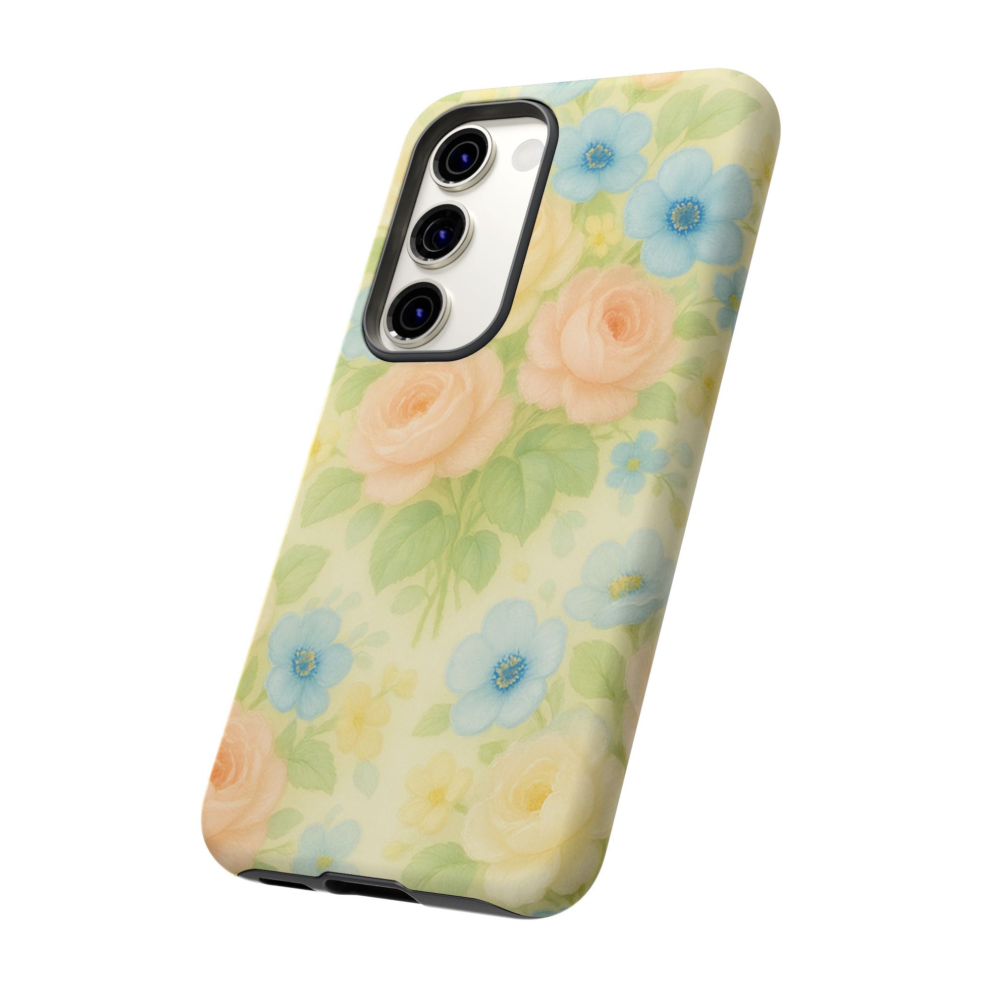 Pastel Yellow Vintage Floral Phone Case  Romantic Cottagecore Aesthetic, Soft Botanical Design, Protective Gift for Her, Fits iPhone & Samsung Models
