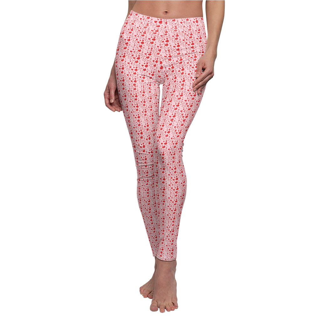 Red Hearts Women's Casual Leggings Stylish, Comfortable High-Waisted Yoga Pants for Everyday Wear, Workout, and Lounge – Perfect Gift Idea for Her – Available in Plus Sizes - MRSBYVALLE