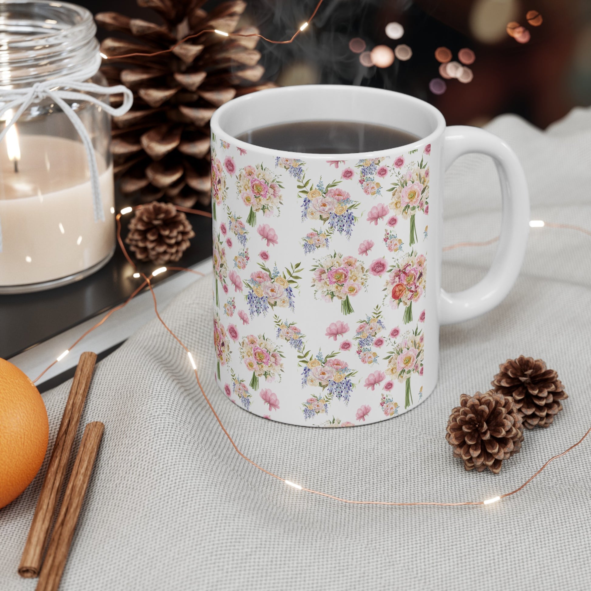 Pastel Wildflower Coffee Ceramic Mugs Perfect for Your Morning Brew | 11 oz & 15 oz Sizes Floral Mug for Tea, Cocoa, and More Unique Bohemian Design Gift for Nature Lovers - MRSBYVALLE