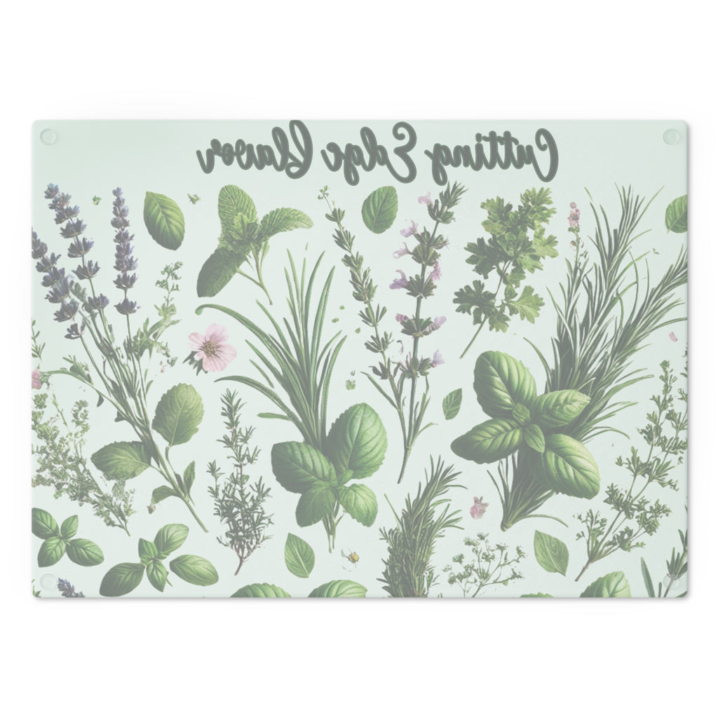 Herb Garden Tempered Glass Cutting Board | Durable, Heat-Resistant Surface with Realistic Herb Design | Perfect for Kitchen Prep, Chopping, and Serving with Style - MRSBYVALLE