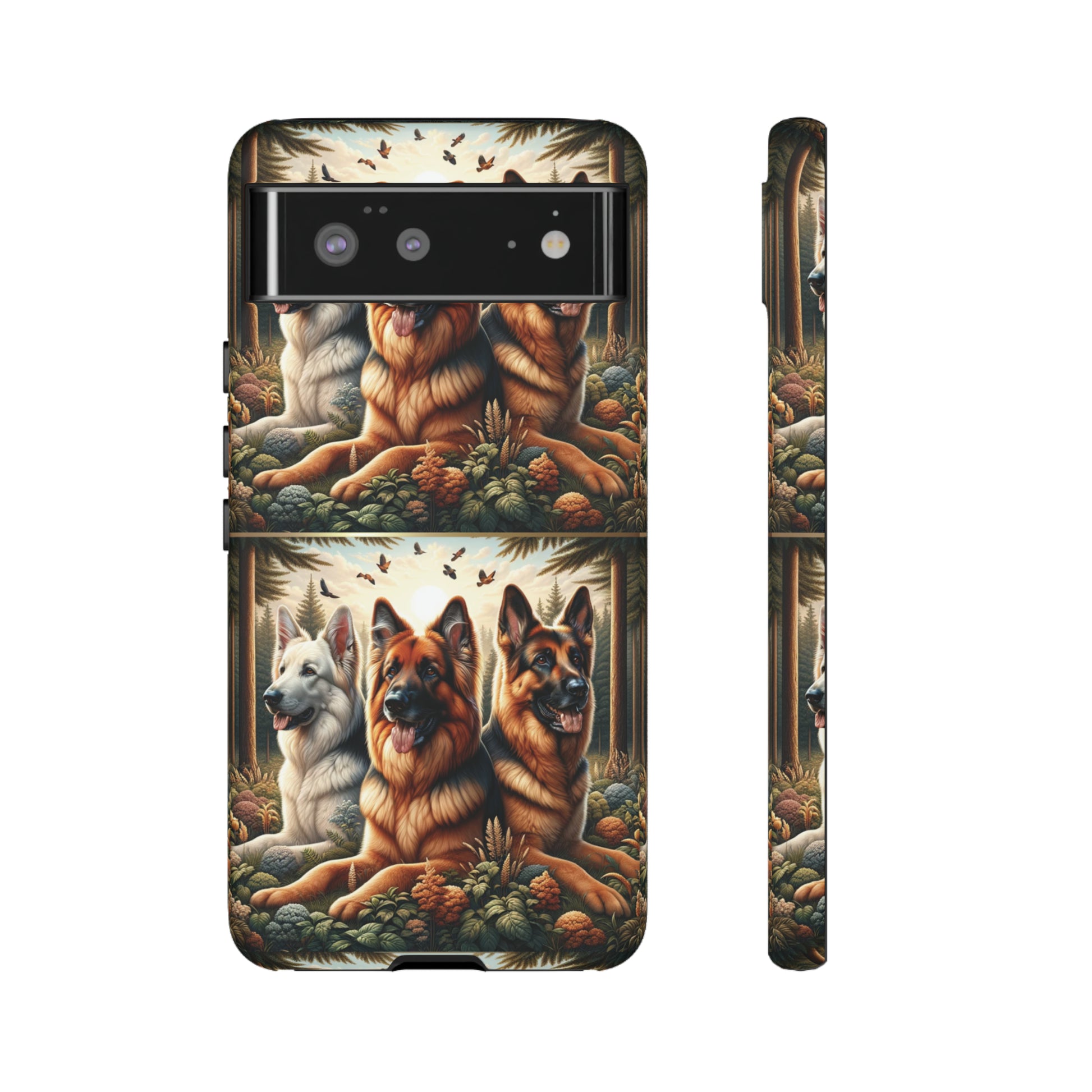 German Shepherd Phone Tough Case Floral Elegant Durable Dog Lover Devices iPhone 15, Samsung iPhone Samsung Accessory Gift for Her.