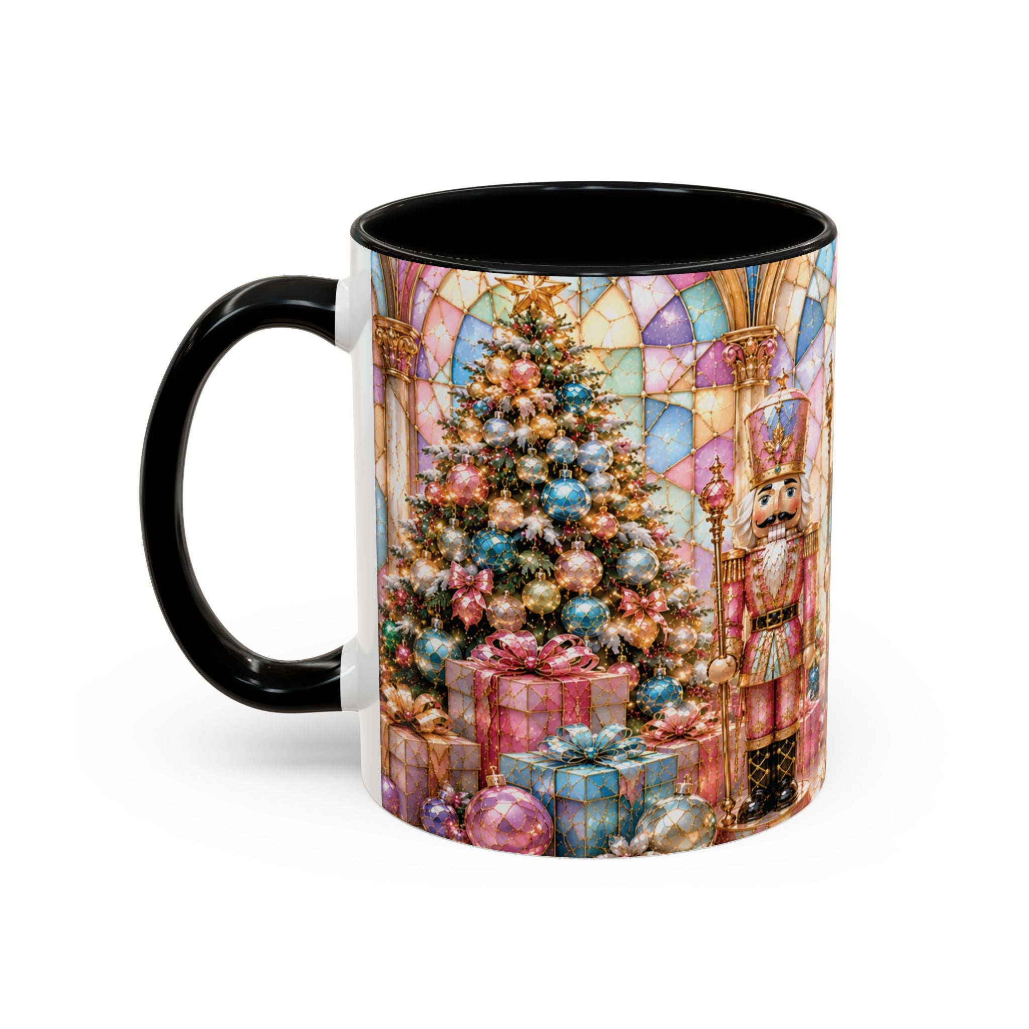 Nutcracker Christmas Coffee Mug – Festive Stained-Glass Holiday Accent Cup (11/15oz) Gift for Her