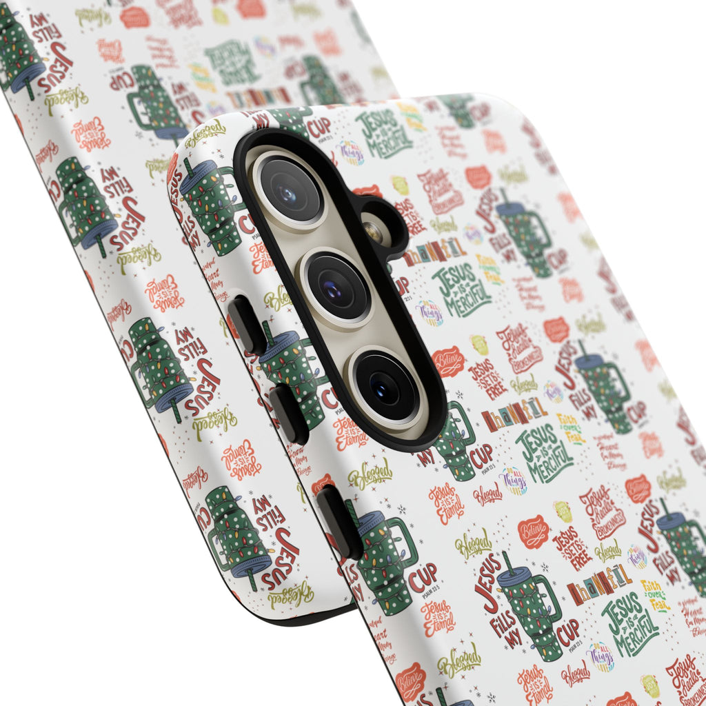 Jesus Fill My Cup Phone Case Cute Floral Design in Red, Pink, Blue – Aesthetic Protective Case for iPhone and  Android