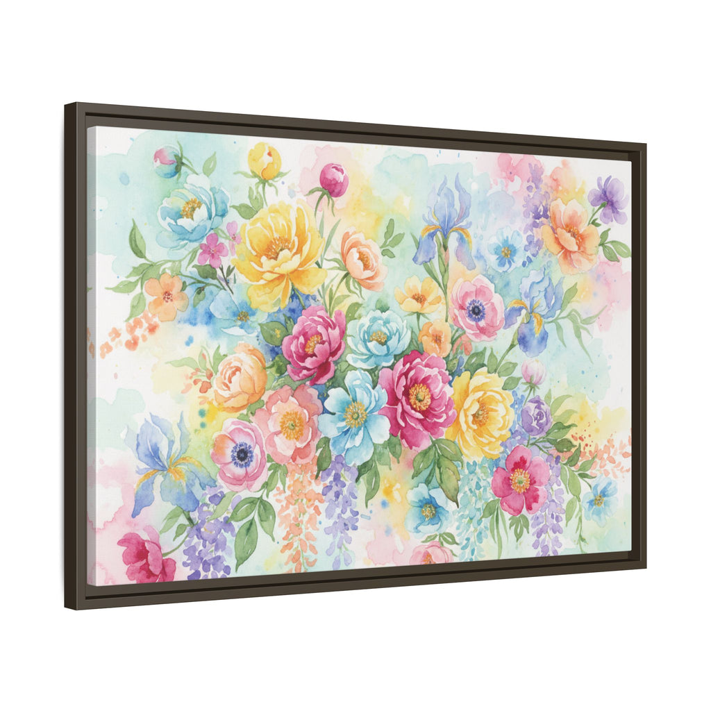 Toile Bouquet Floral Aquarelle, Art Mural Mat Encadré | Art Mural Multicolore