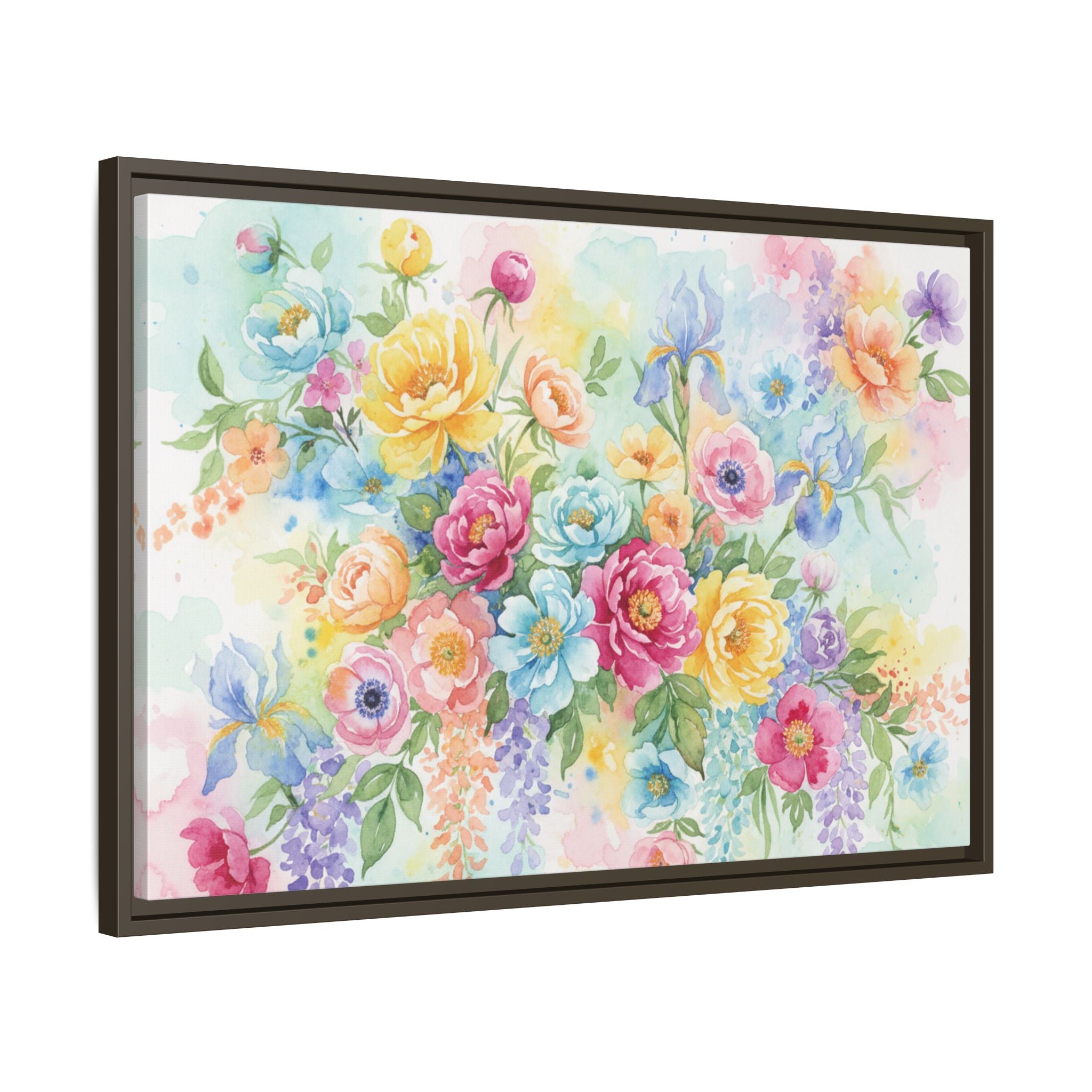 Toile Bouquet Floral Aquarelle, Art Mural Mat Encadré | Art Mural Multicolore