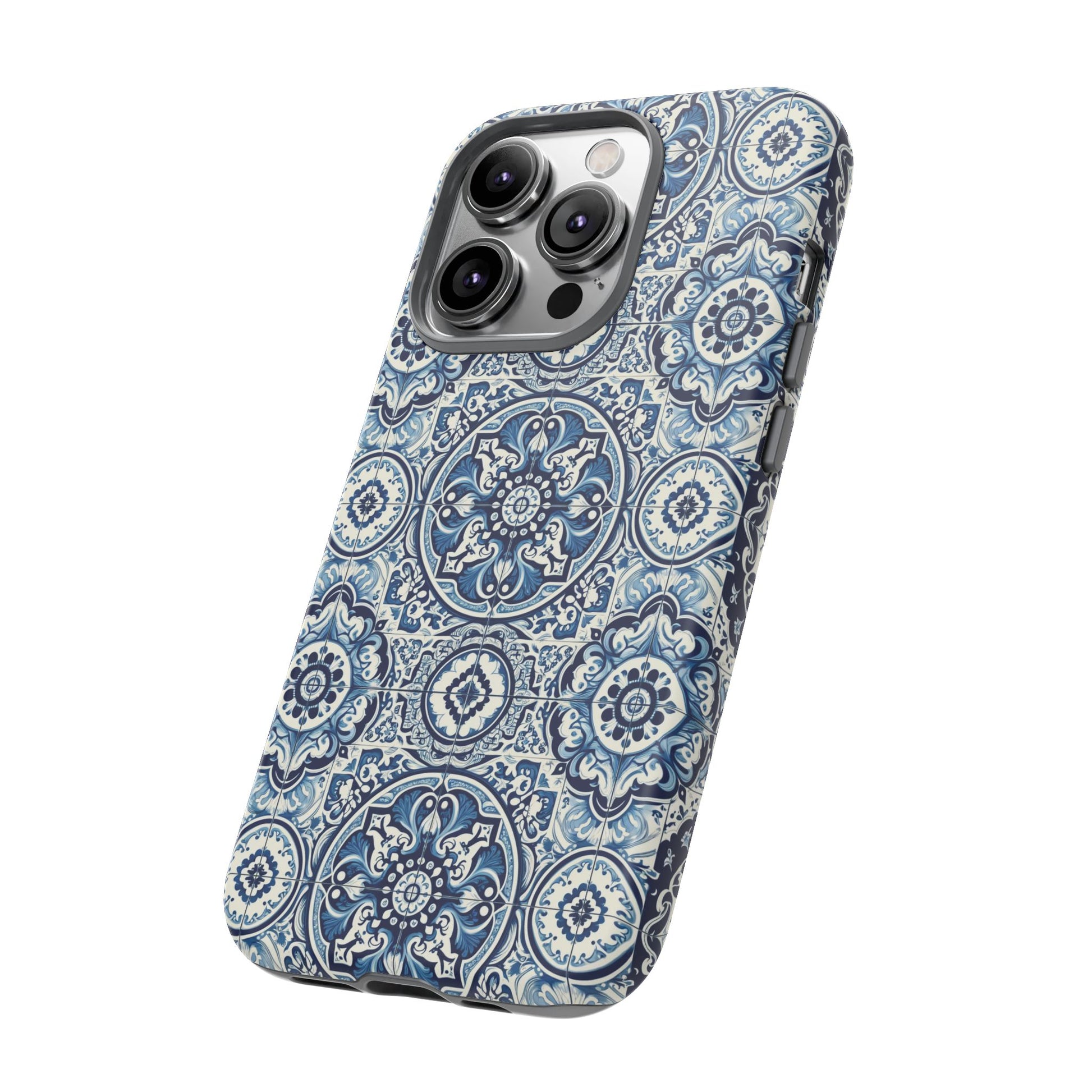 Azulejo Tile Phone Case Elegant Mediterranean Blue Porcelain Design iPhone 17, 16, 15, Samsung iPhone Samsung Accessory Gift for Her