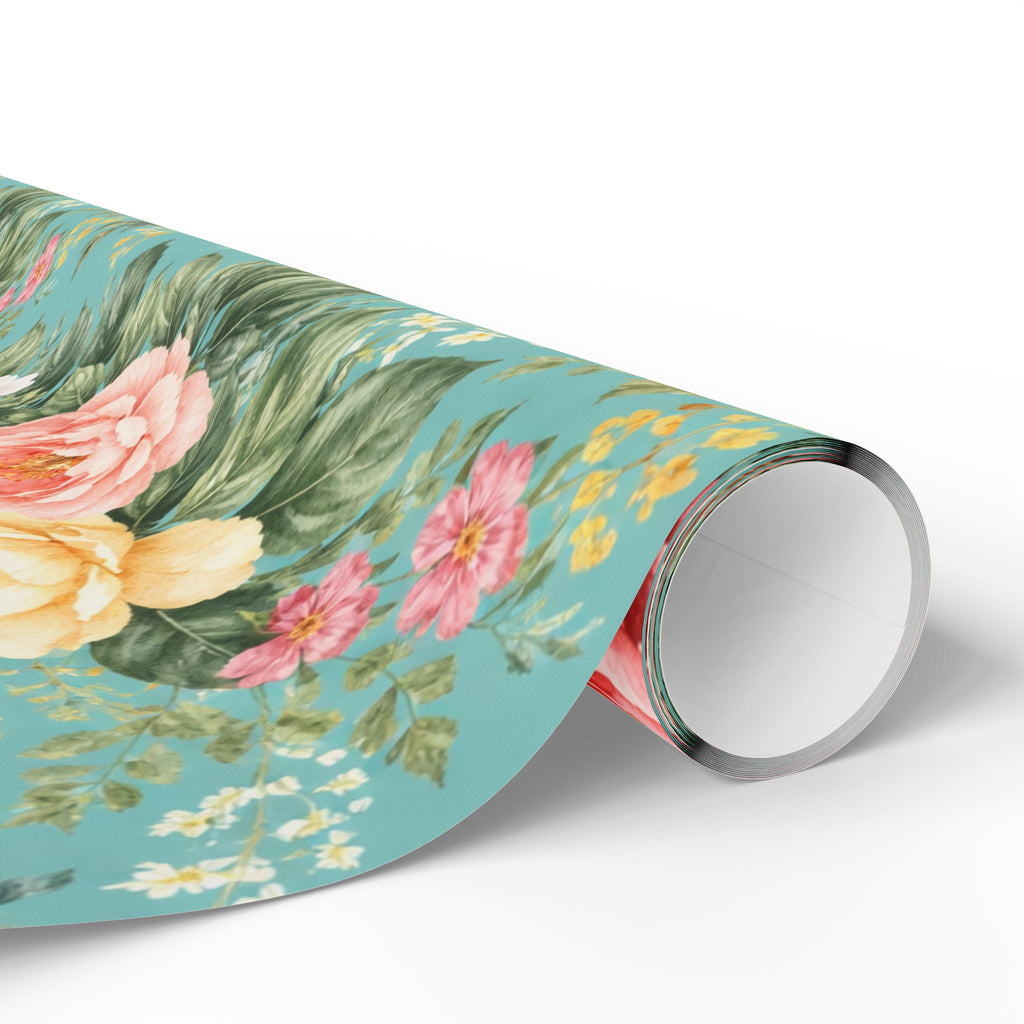 Turquoise Botanical Wrapping Paper — Signature Floral Gift Wrap for Weddings & Birthdays