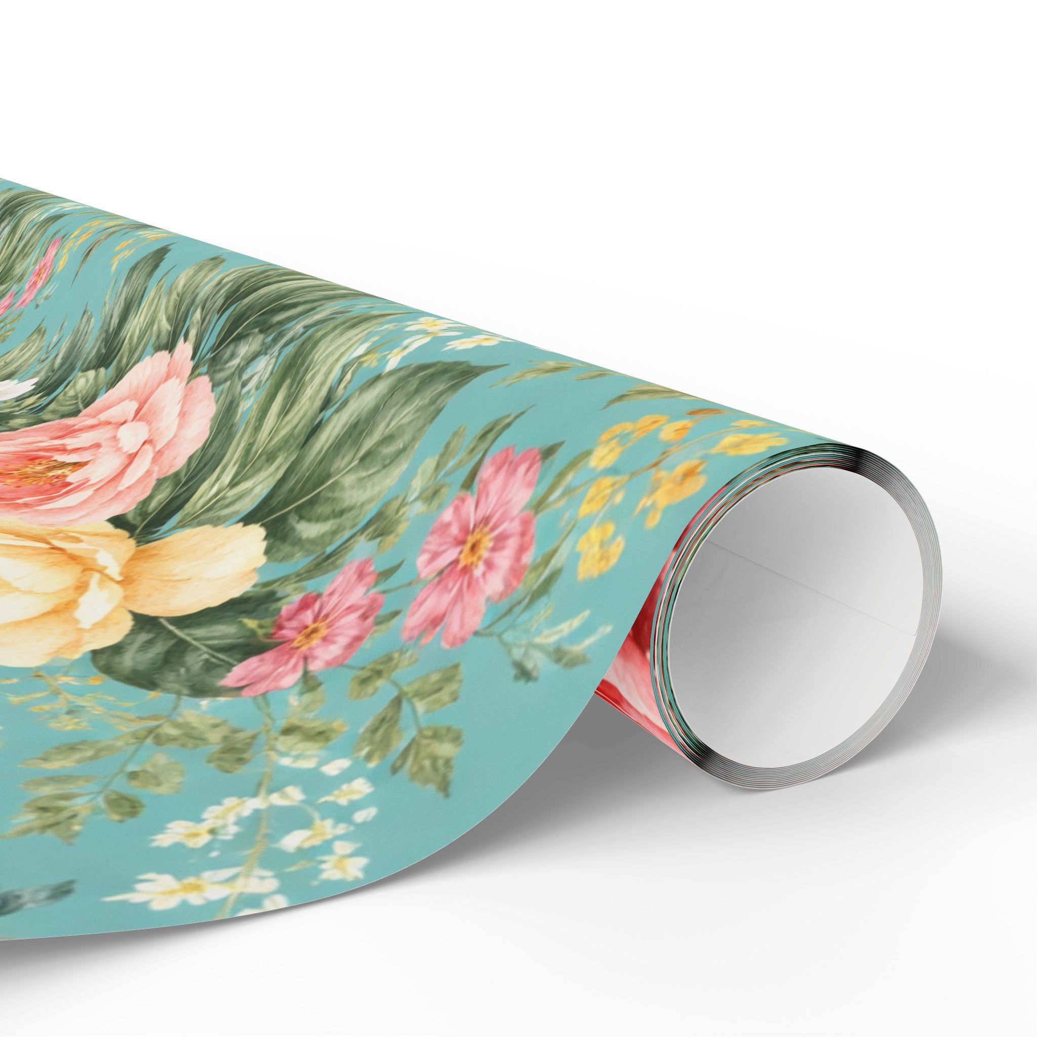 Turquoise Botanical Wrapping Paper — Signature Floral Gift Wrap for Weddings & Birthdays