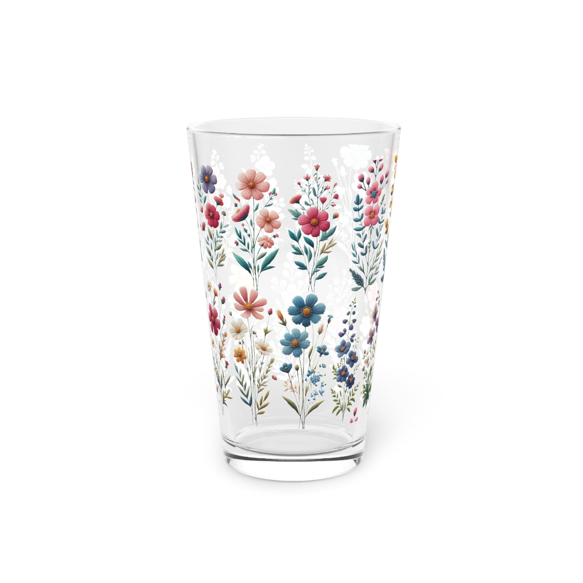 Best Beautiful Wildflower 16 oz Pint Glass Floral Design for Refreshing Drinks Perfect for Home Bars, Parties, and Everyday and Durable Perfect for Parties - MRSBYVALLE