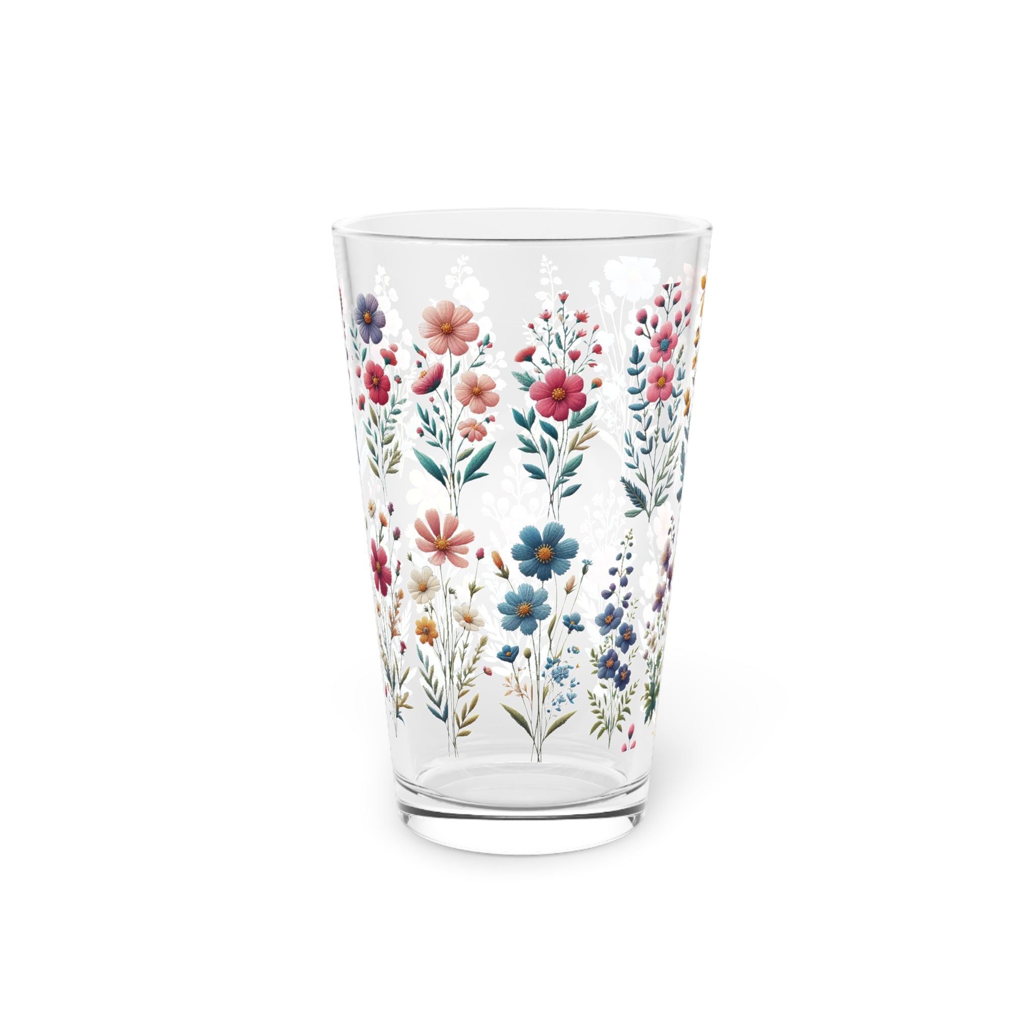 Best Beautiful Wildflower 16 oz Pint Glass Floral Design for Refreshing Drinks Perfect for Home Bars, Parties, and Everyday and Durable Perfect for Parties - MRSBYVALLE