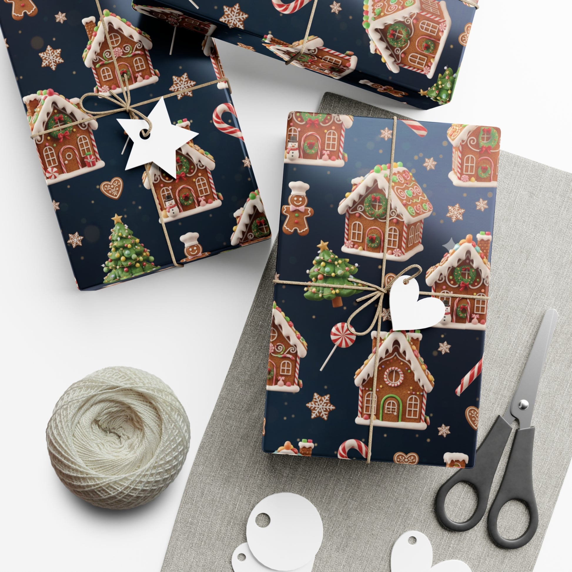 Vintage 3D Gingerbread House Christmas Wrapping Paper | Elegant  Holiday Gift Wrap3 Size Options Available Gift Mom