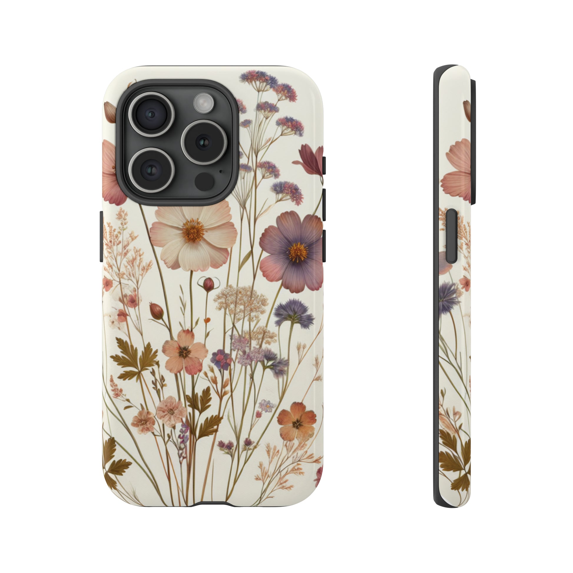 Wildflower Boho Luxury Phone Tough Case Floral Elegant Durable Stylish for Modern Devices iPhone 15, Samsung iPhone Samsung Accessory Gift for Her.