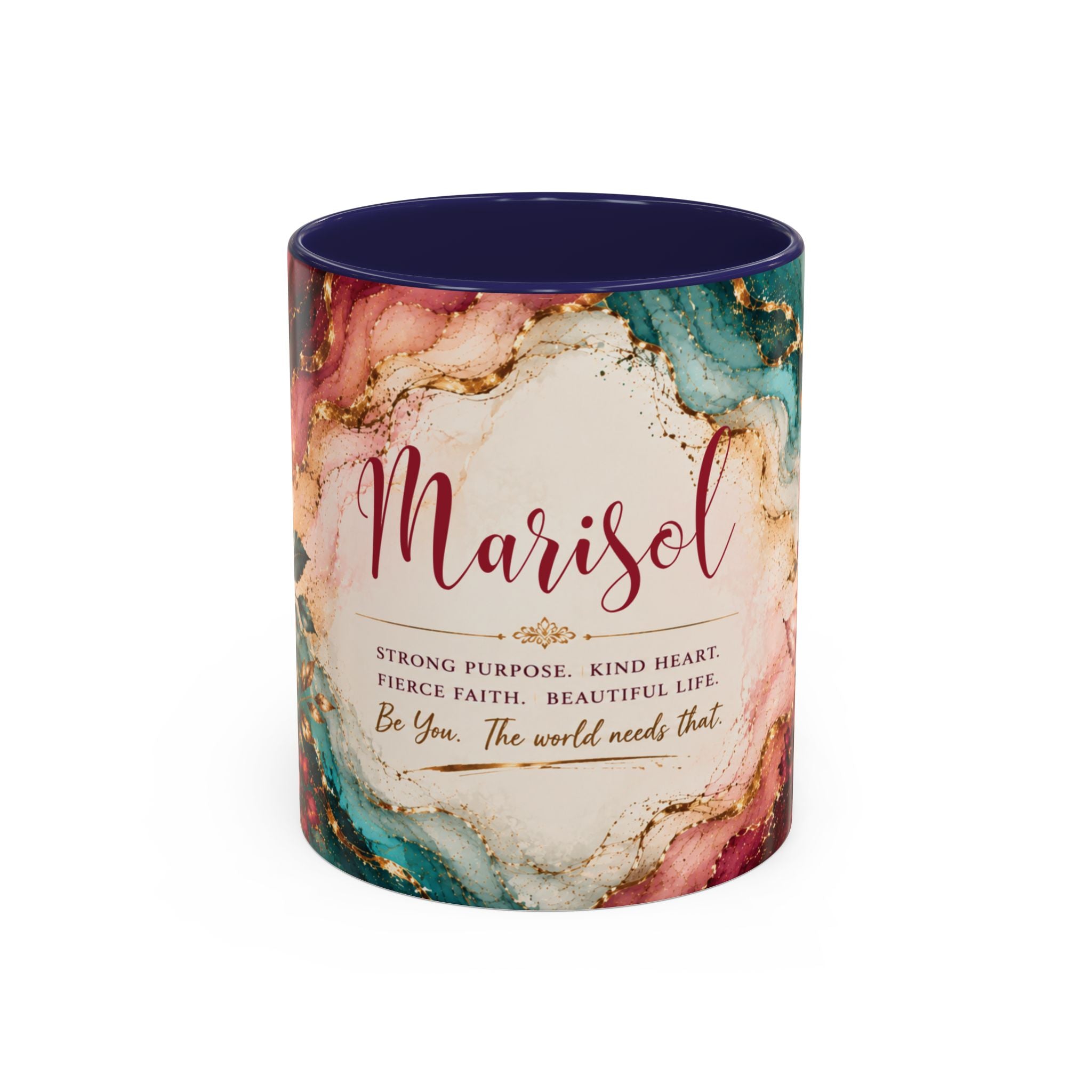 Personalized Name Mug for Women, Inspirational Color Handle Coffee Mug, 11 oz or 15 oz Gift for Her