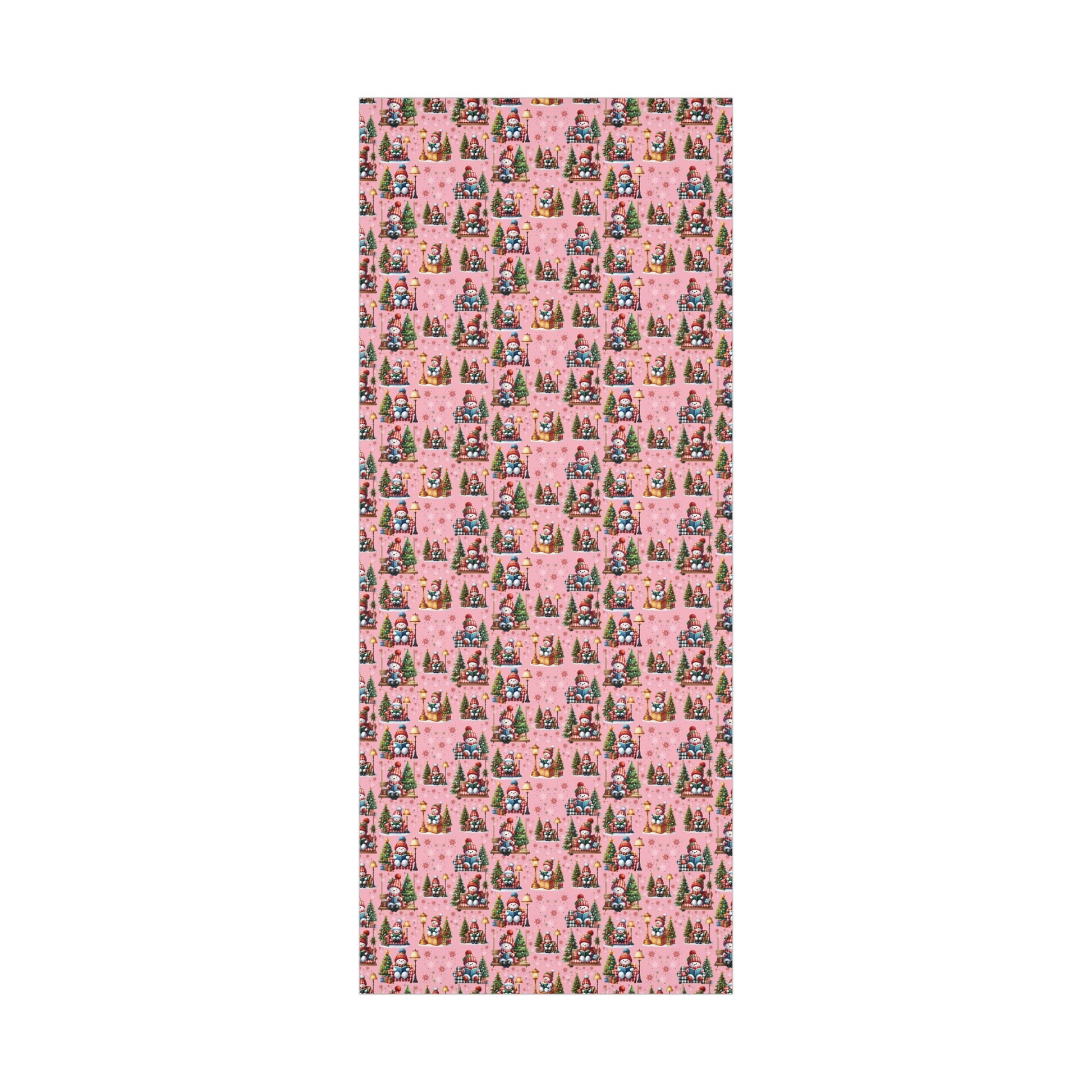 Pink Christmas Snowman Wrapping Paper with Adorable Pink Bows Perfect for Whimsical Christmas Gift Wrap | Festive Holiday Present Wrapping Sheets - MRSBYVALLE