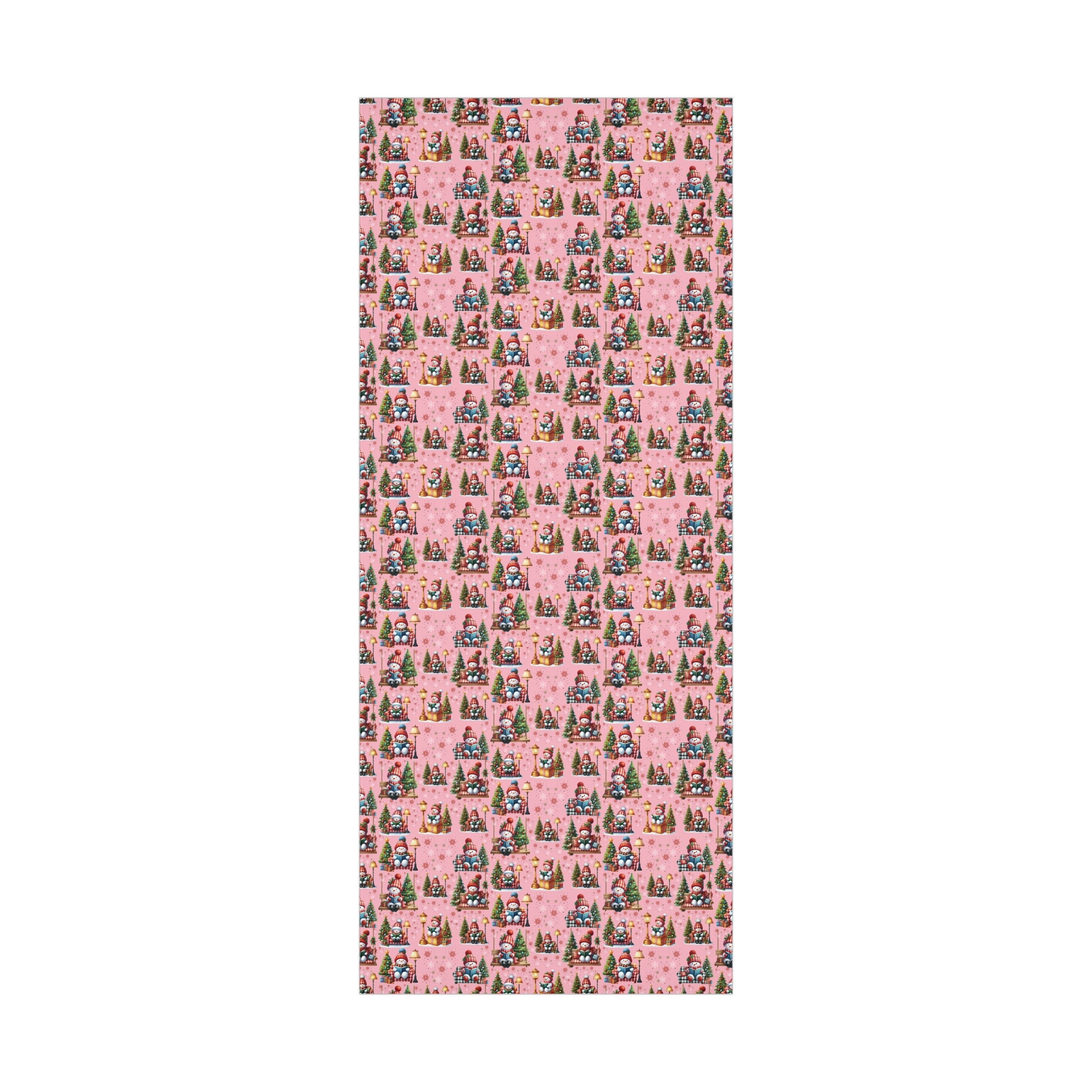Pink Christmas Snowman Wrapping Paper with Adorable Pink Bows Perfect for Whimsical Christmas Gift Wrap | Festive Holiday Present Wrapping Sheets - MRSBYVALLE
