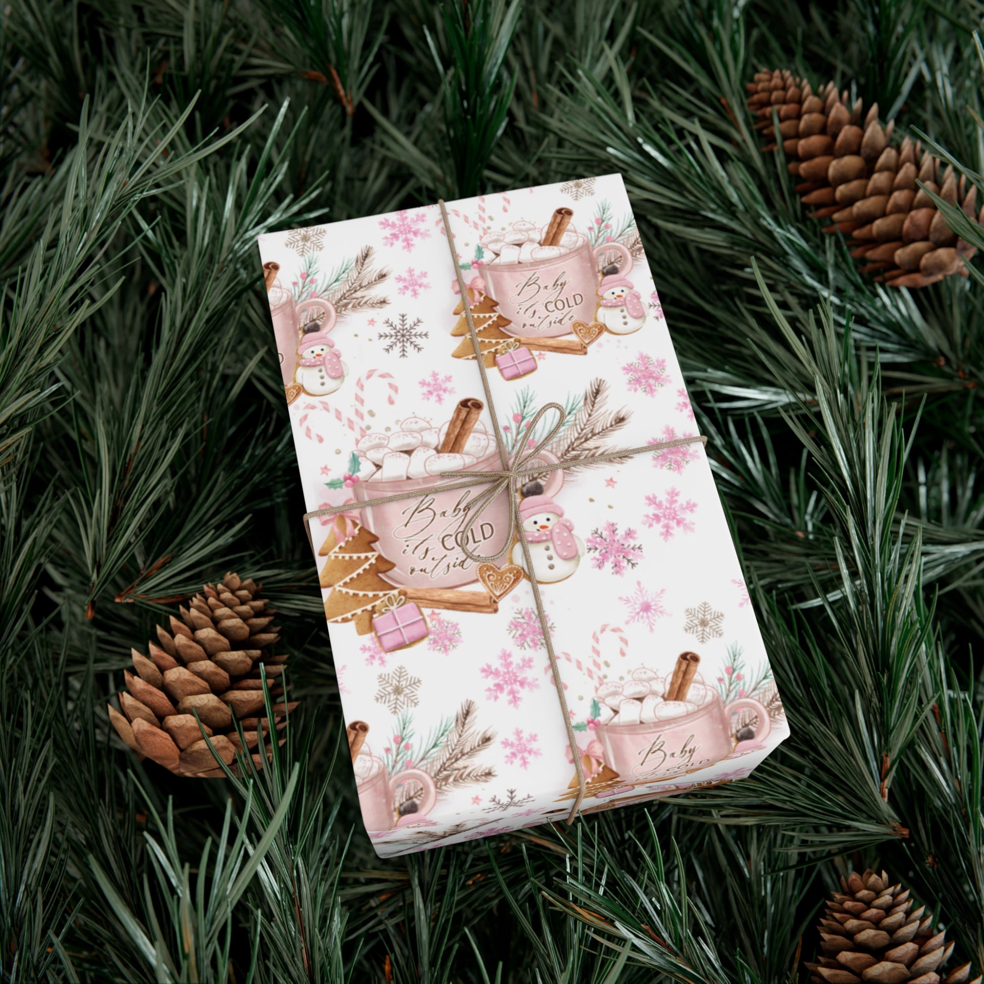Charming 'Baby It's Cold Outside' Wrapping Paper Perfect for Winter and Holiday Gifts | Cozy Christmas Packaging | Festive Snowflakes Design | High-Quality Gift Wrap for Any Occasion Gift for Her - MRSBYVALLE