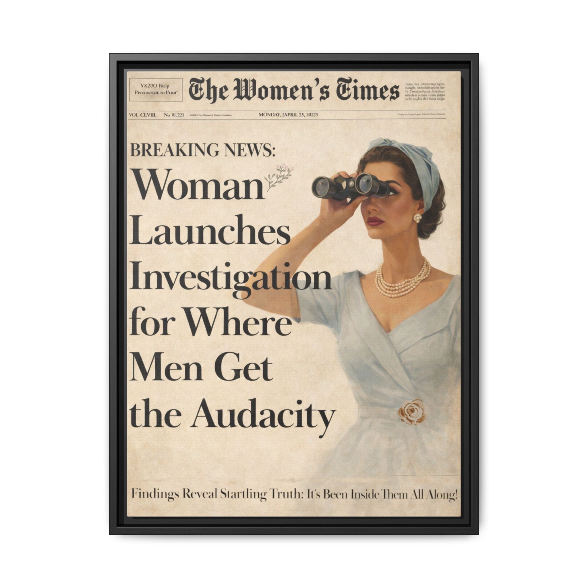 Vintage Funny Women's Retro Art Matte Canvas Framed — Retro Inspirational Wall Art